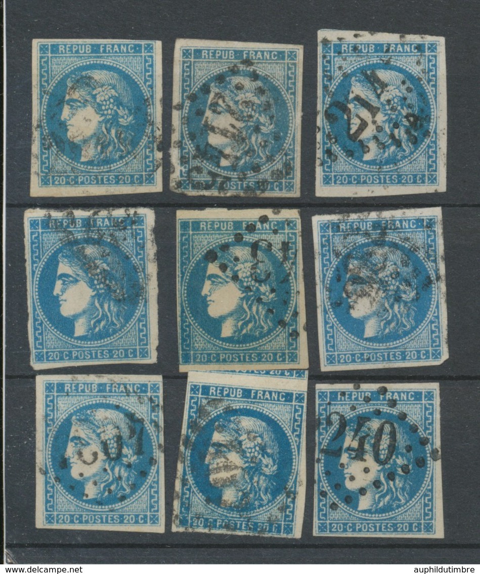 Lot De 9 Bordeaux N°46 20c Bleu. Qualité TTB, TB. L178 - 1870 Emission De Bordeaux