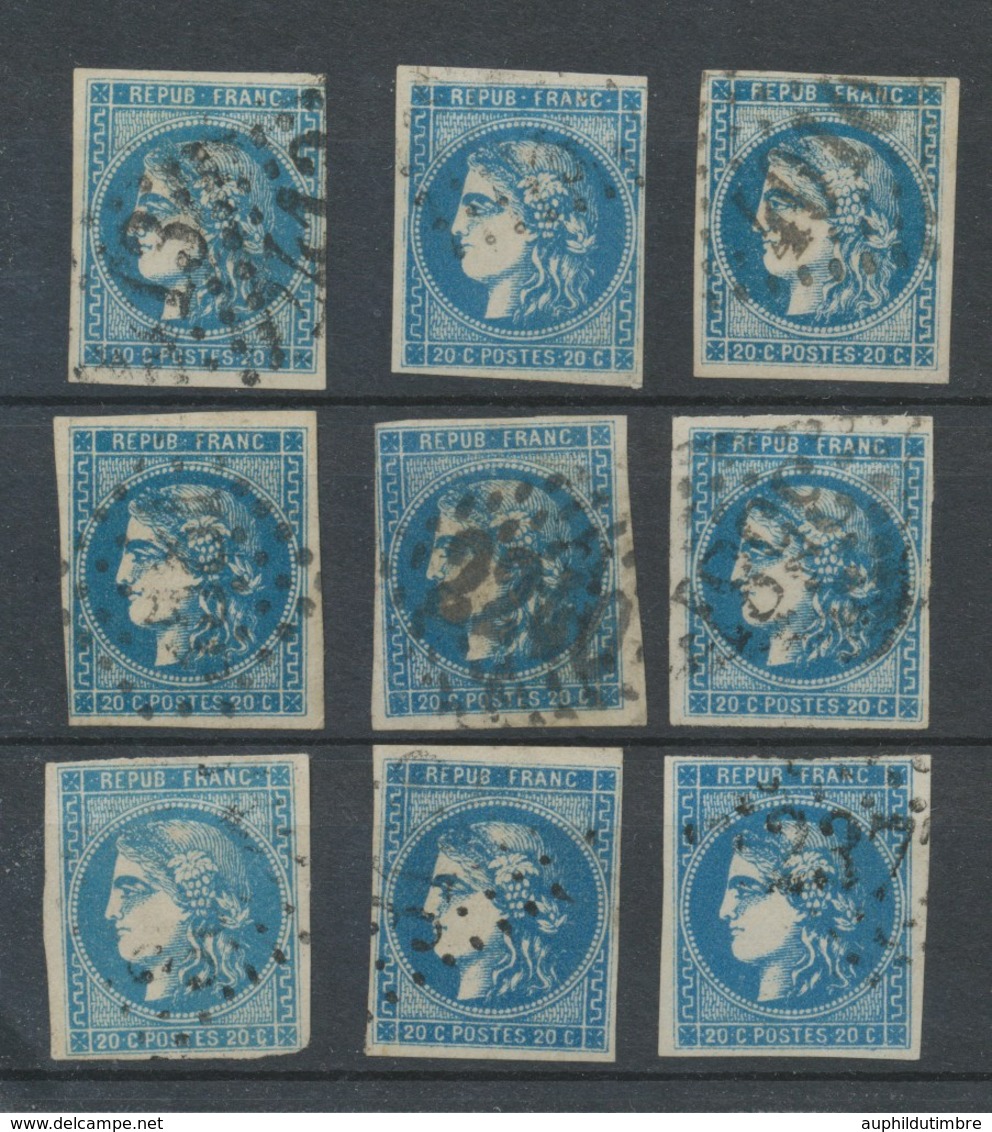 Lot De 9 Bordeaux N°46 20c Bleu. Qualité TTB, TB. L179 - 1870 Uitgave Van Bordeaux