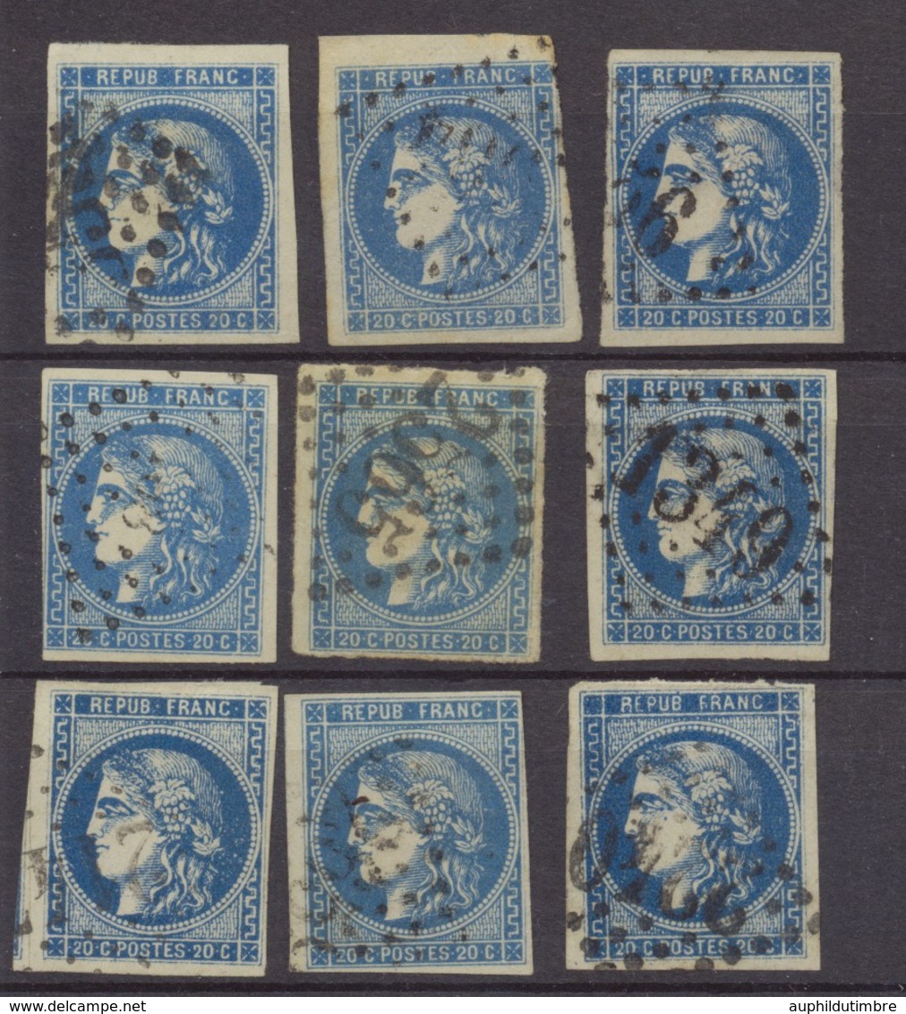 Lot De 9 Bordeaux N°46 20c Bleu. Qualité TTB, TB. L2 - 1870 Emisión De Bordeaux