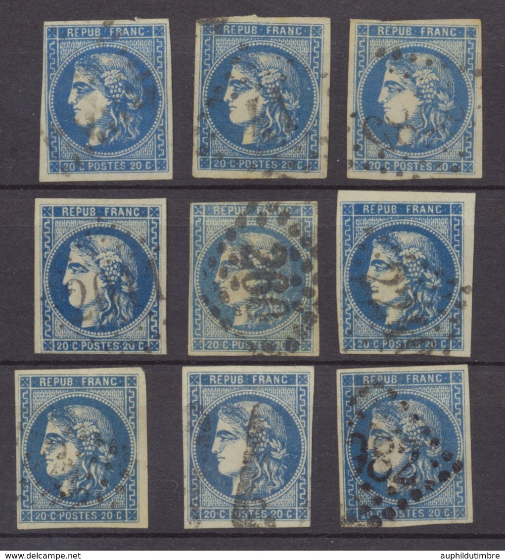 Lot De 9 Bordeaux N°46 20c Bleu. Qualité TTB, TB. L3 - 1870 Emissione Di Bordeaux