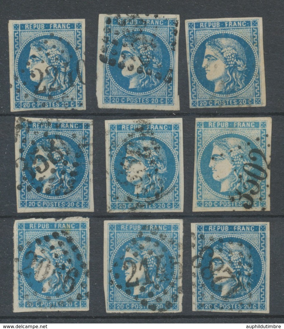 Lot De 9 Bordeaux N°46 20c Bleu. Qualité TTB, TB. L34 - 1870 Uitgave Van Bordeaux