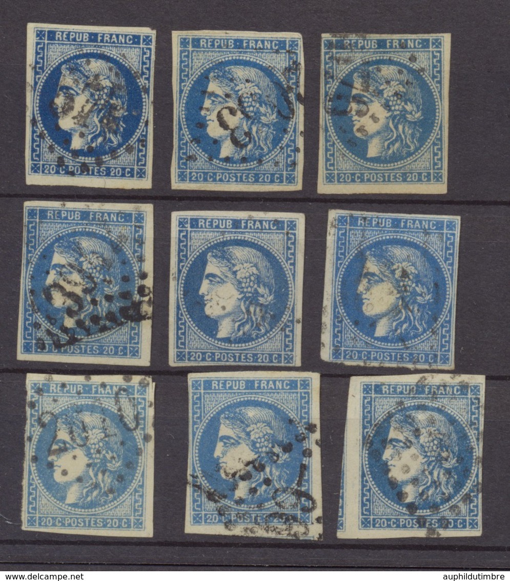 Lot De 9 Bordeaux N°46 20c Bleu. Qualité TTB, TB. L4 - 1870 Uitgave Van Bordeaux