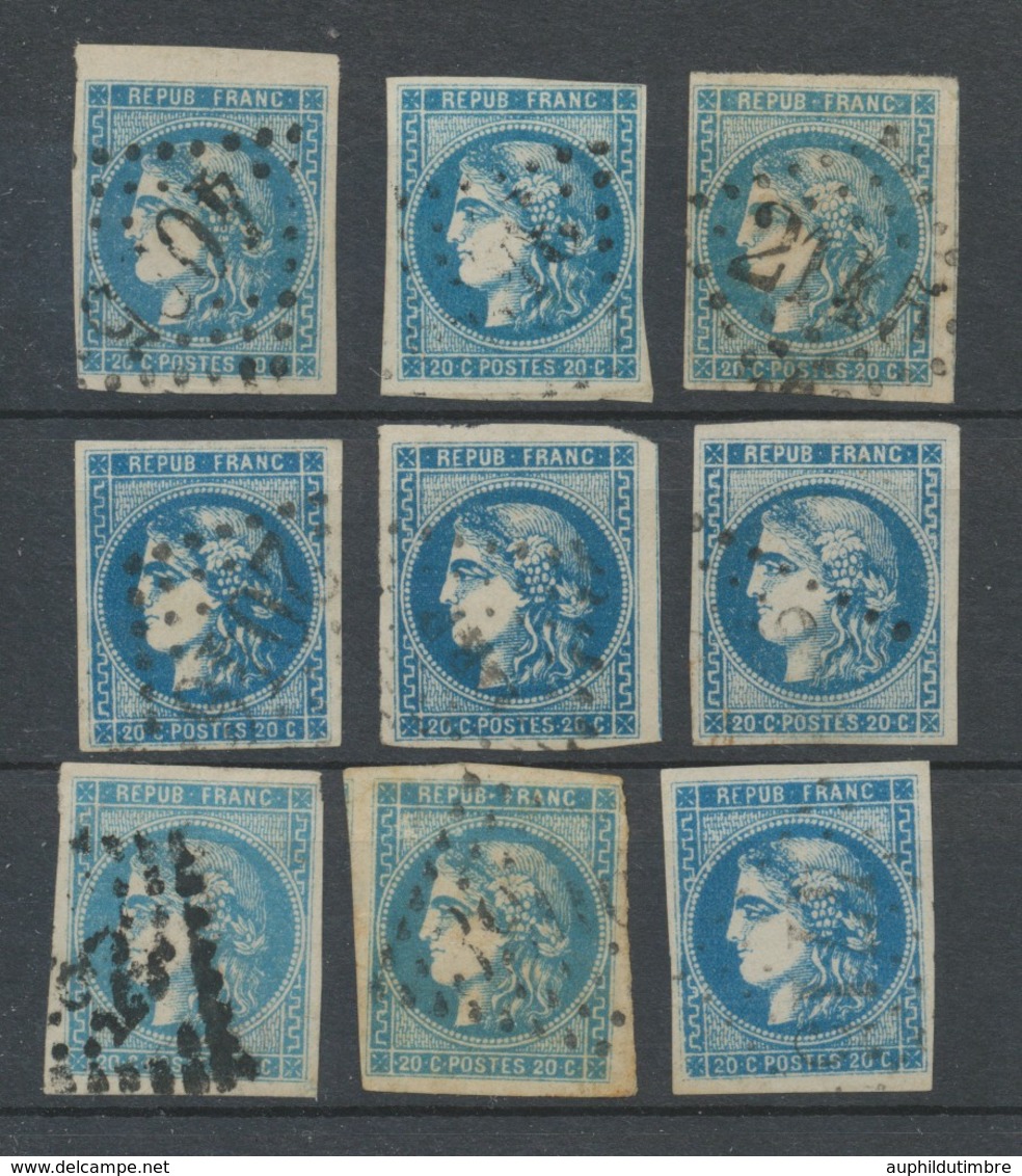 Lot De 9 Bordeaux N°46 20c Bleu. Qualité TTB, TB. L42 - 1870 Uitgave Van Bordeaux