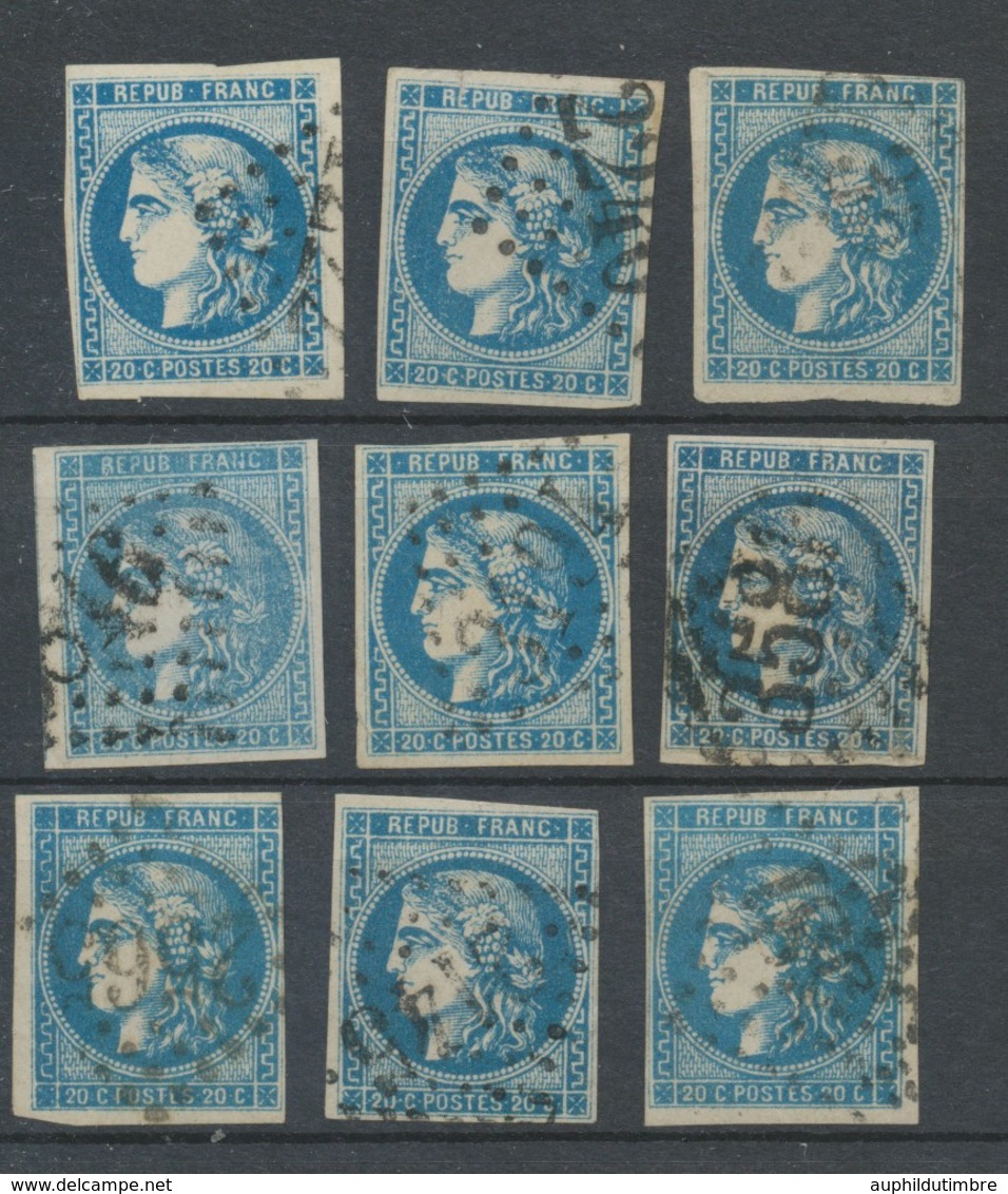 Lot De 9 Bordeaux N°46 20c Bleu. Qualité TTB, TB. L43 - 1870 Bordeaux Printing