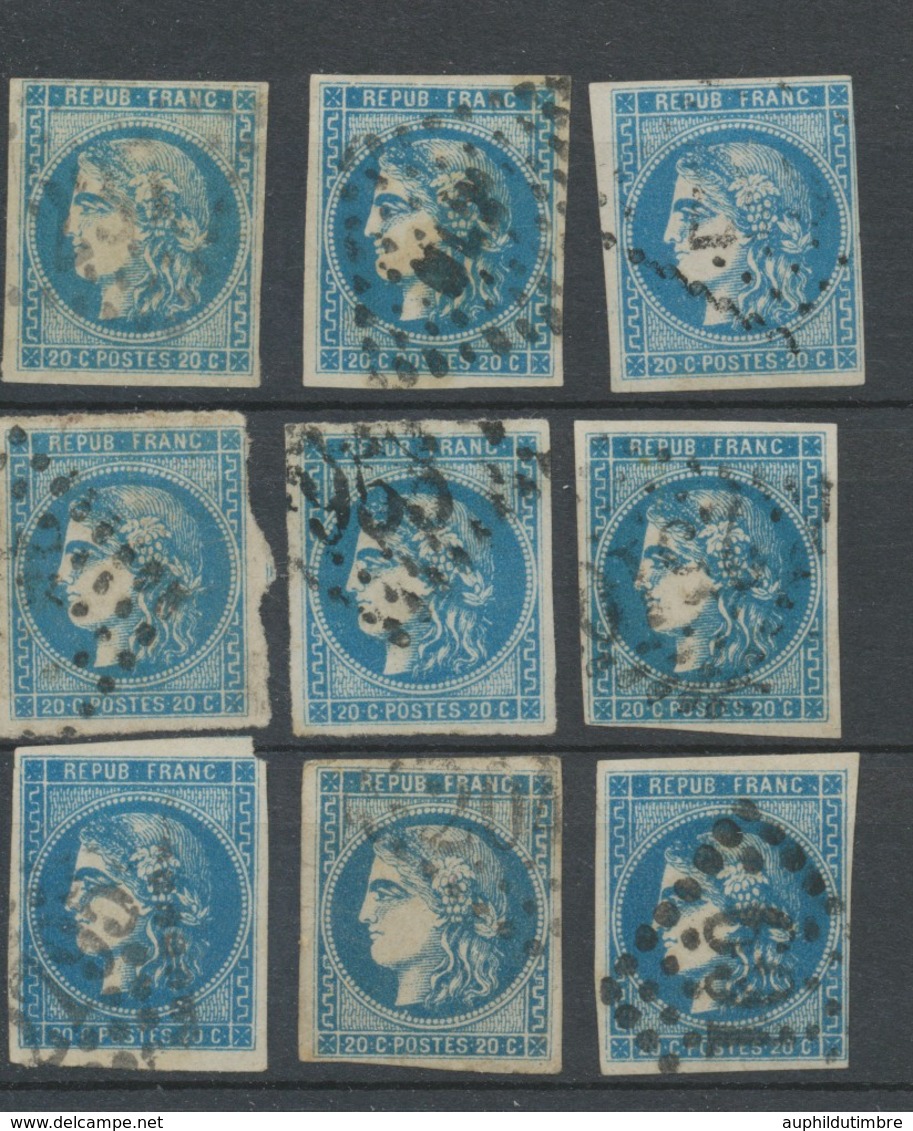 Lot De 9 Bordeaux N°46 20c Bleu. Qualité TTB, TB. L46 - 1870 Uitgave Van Bordeaux