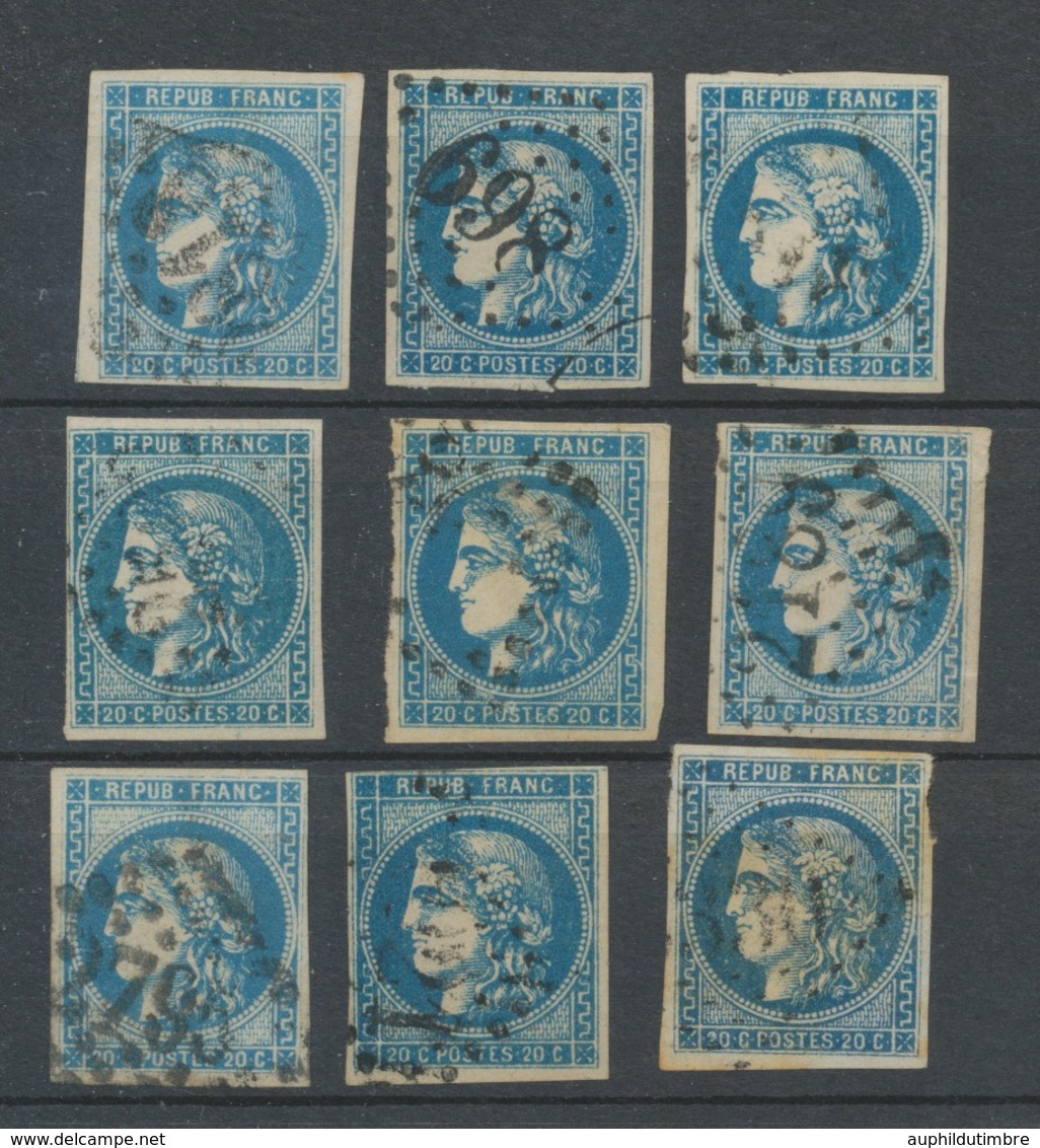 Lot De 9 Bordeaux N°46 20c Bleu. Qualité TTB, TB. L47 - 1870 Ausgabe Bordeaux