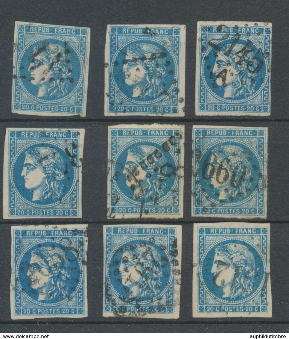 Lot De 9 Bordeaux N°46 20c Bleu. Qualité TTB, TB. L50 - 1870 Uitgave Van Bordeaux