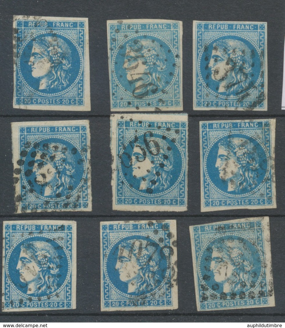 Lot De 9 Bordeaux N°46 20c Bleu. Qualité TTB, TB. L53 - 1870 Uitgave Van Bordeaux