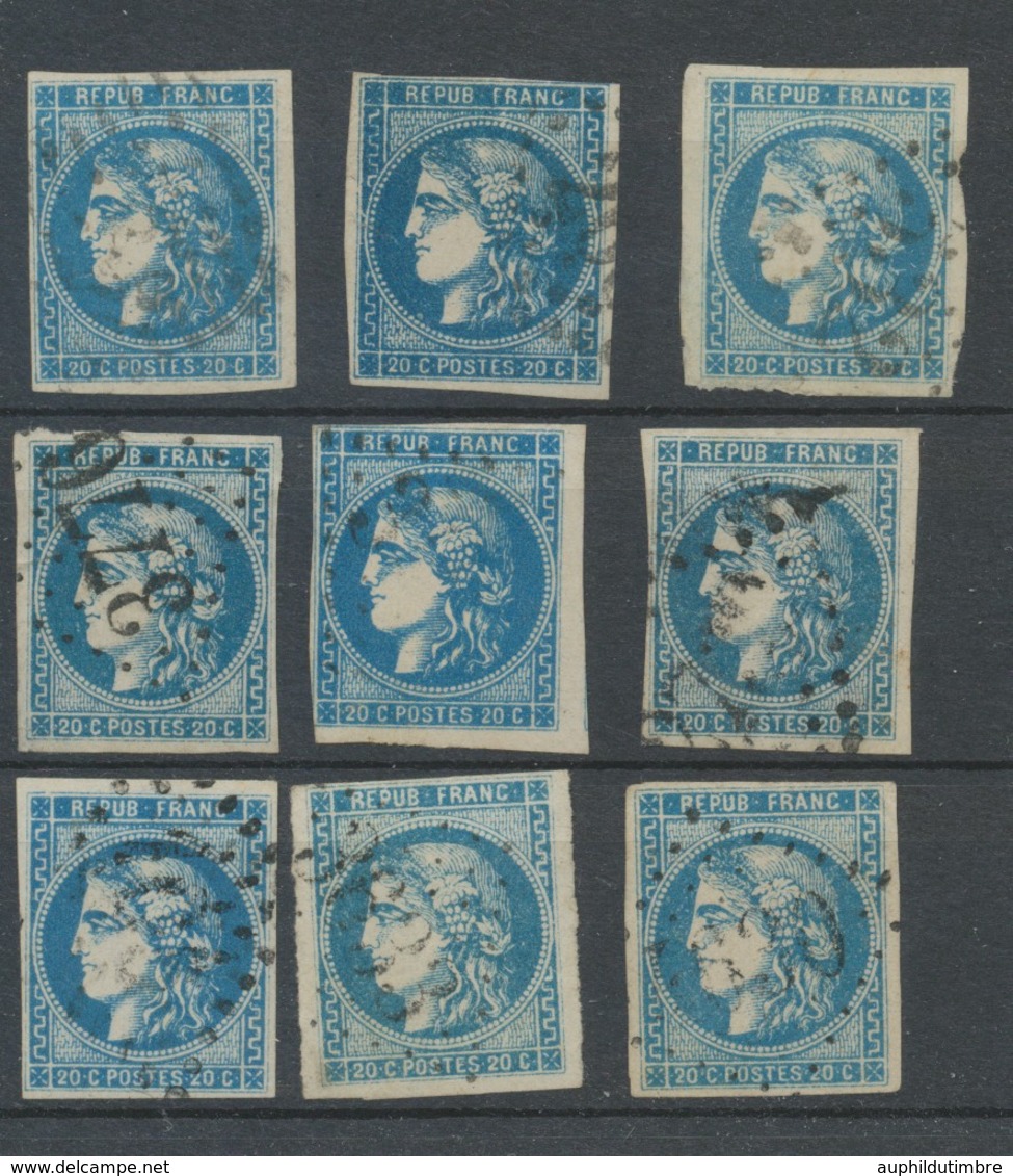 Lot De 9 Bordeaux N°46 20c Bleu. Qualité TTB, TB. L54 - 1870 Bordeaux Printing