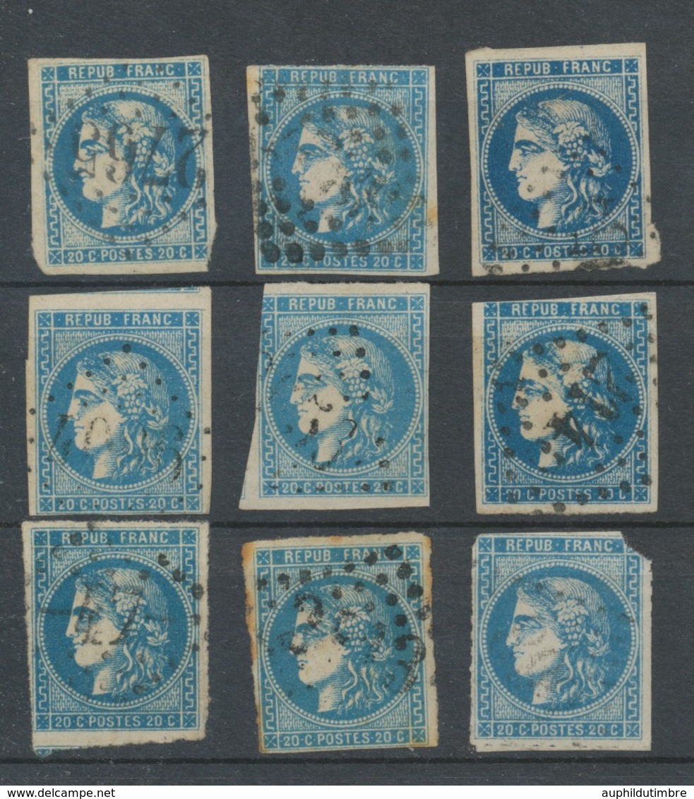 Lot De 9 Bordeaux N°46 20c Bleu. Qualité TTB, TB. L55 - 1870 Uitgave Van Bordeaux