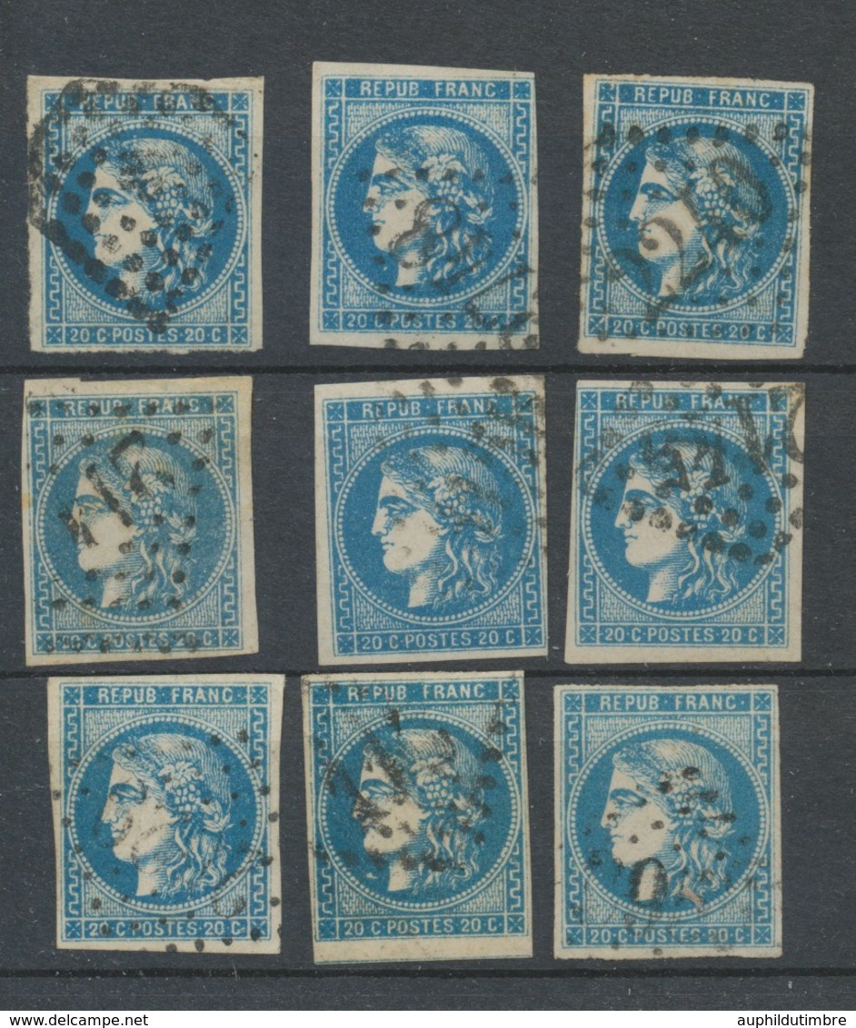 Lot De 9 Bordeaux N°46 20c Bleu. Qualité TTB, TB. L58 - 1870 Ausgabe Bordeaux