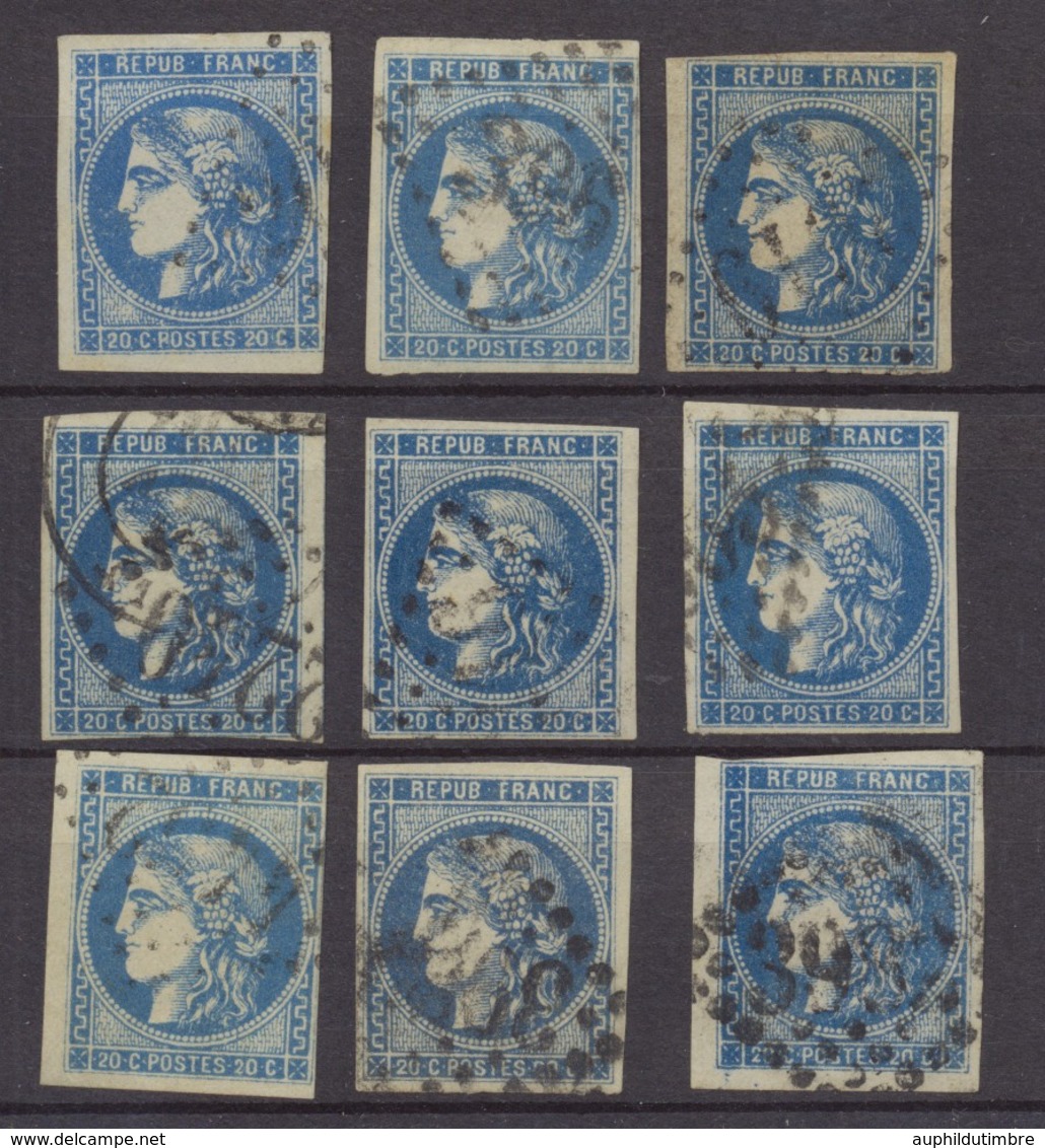 Lot De 9 Bordeaux N°46 20c Bleu. Qualité TTB, TB. L6 - 1870 Emissione Di Bordeaux