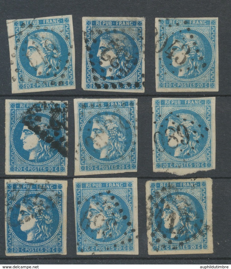 Lot De 9 Bordeaux N°46 20c Bleu. Qualité TTB, TB. L60 - 1870 Bordeaux Printing