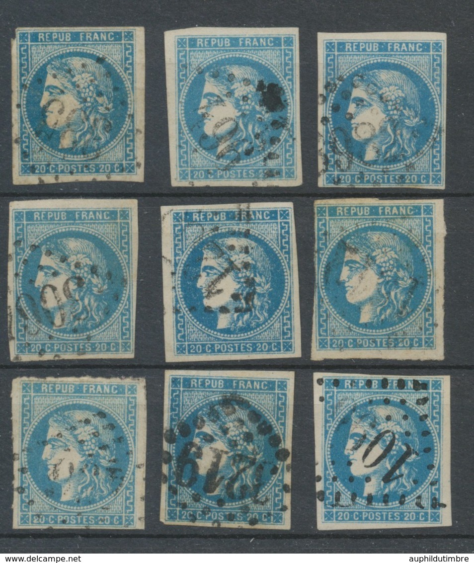 Lot De 9 Bordeaux N°46 20c Bleu. Qualité TTB, TB. L62 - 1870 Uitgave Van Bordeaux