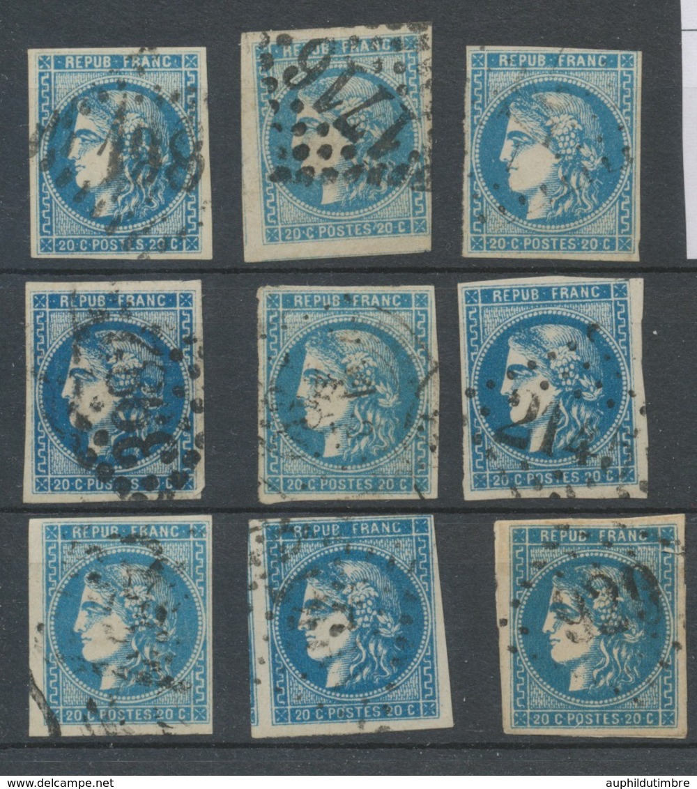 Lot De 9 Bordeaux N°46 20c Bleu. Qualité TTB, TB. L63 - 1870 Ausgabe Bordeaux