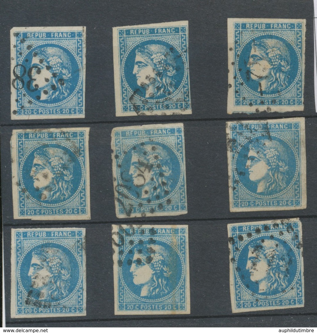 Lot De 9 Bordeaux N°46 20c Bleu. Qualité TTB, TB. L64 - 1870 Emissione Di Bordeaux