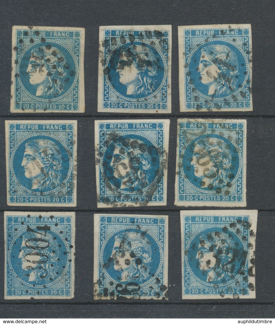 Lot De 9 Bordeaux N°46 20c Bleu. Qualité TTB, TB. L69 - 1870 Uitgave Van Bordeaux