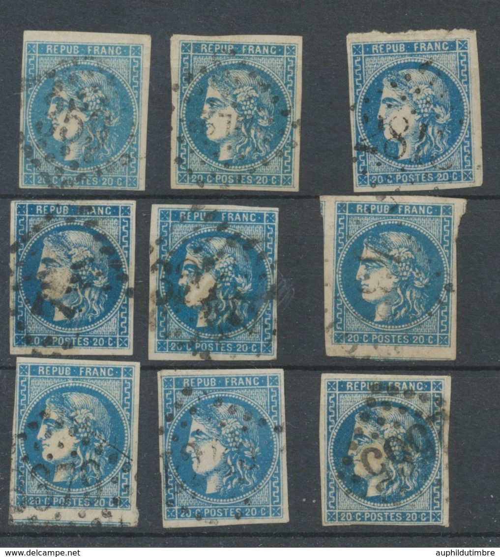 Lot De 9 Bordeaux N°46 20c Bleu. Qualité TTB, TB. L77 - 1870 Uitgave Van Bordeaux