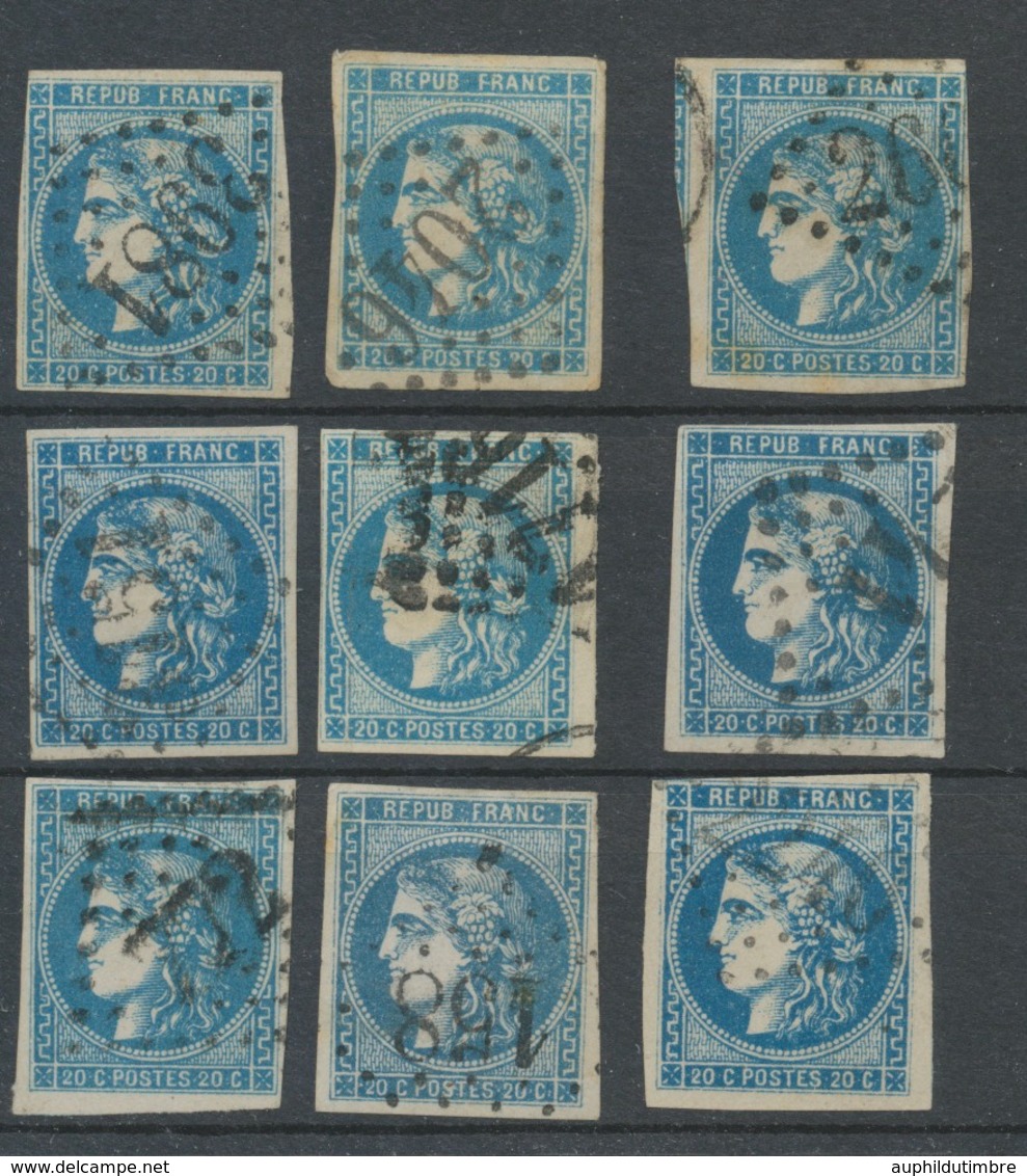 Lot De 9 Bordeaux N°46 20c Bleu. Qualité TTB, TB. L78 - 1870 Ausgabe Bordeaux