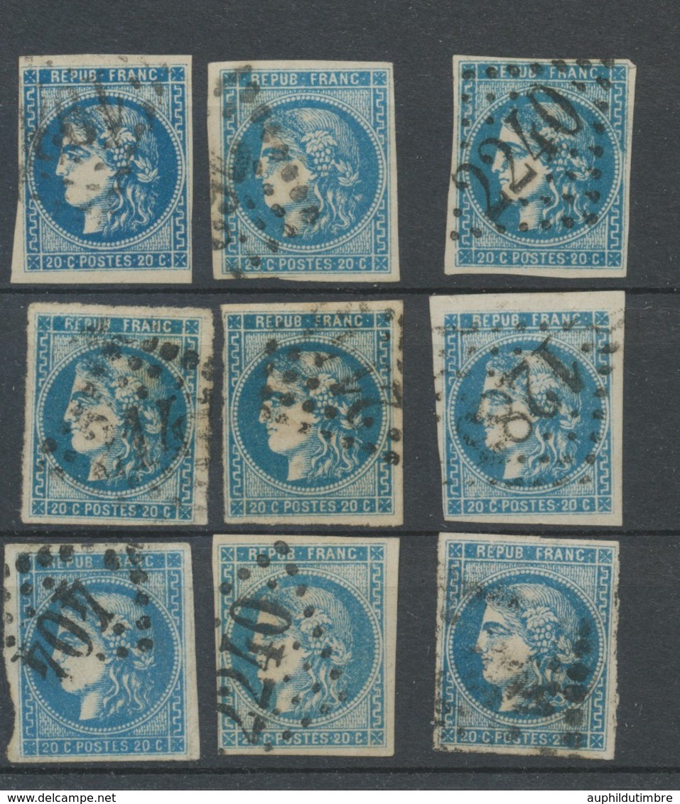 Lot De 9 Bordeaux N°46 20c Bleu. Qualité TTB, TB. L81 - 1870 Uitgave Van Bordeaux