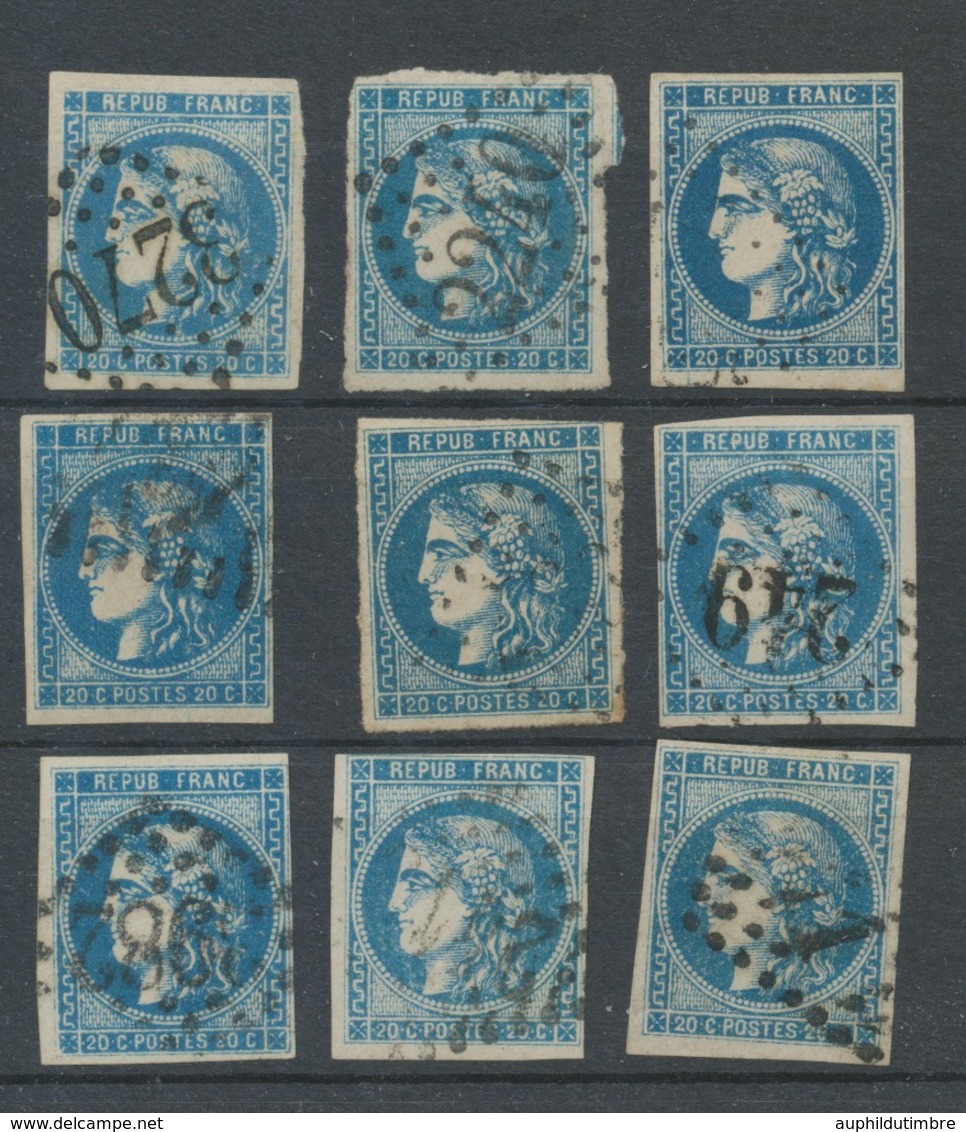 Lot De 9 Bordeaux N°46 20c Bleu. Qualité TTB, TB. L82 - 1870 Emissione Di Bordeaux