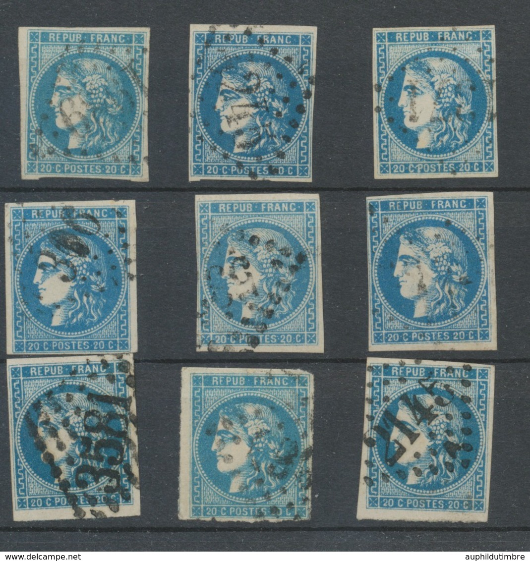 Lot De 9 Bordeaux N°46 20c Bleu. Qualité TTB, TB. L84 - 1870 Uitgave Van Bordeaux