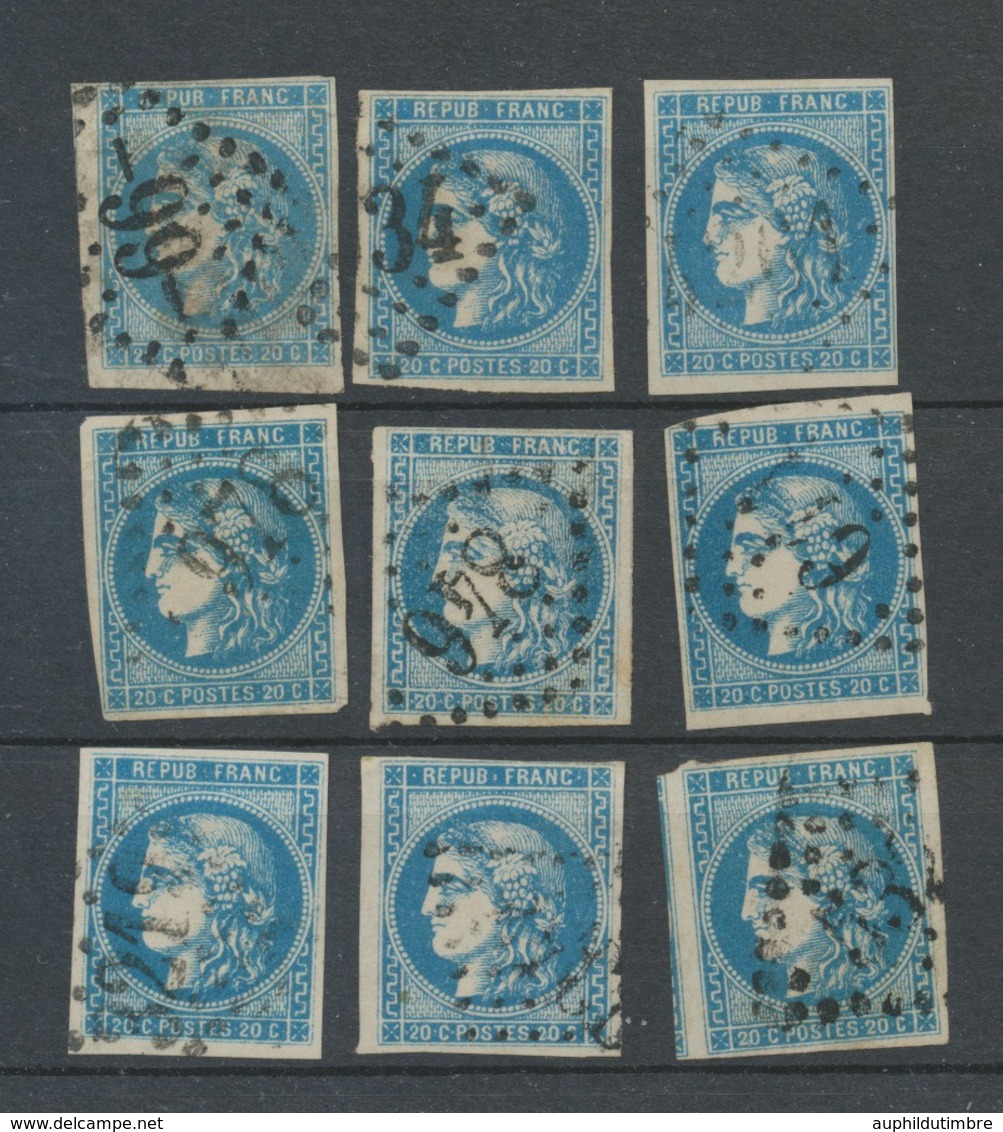 Lot De 9 Bordeaux N°46 20c Bleu. Qualité TTB, TB. L85 - 1870 Emisión De Bordeaux