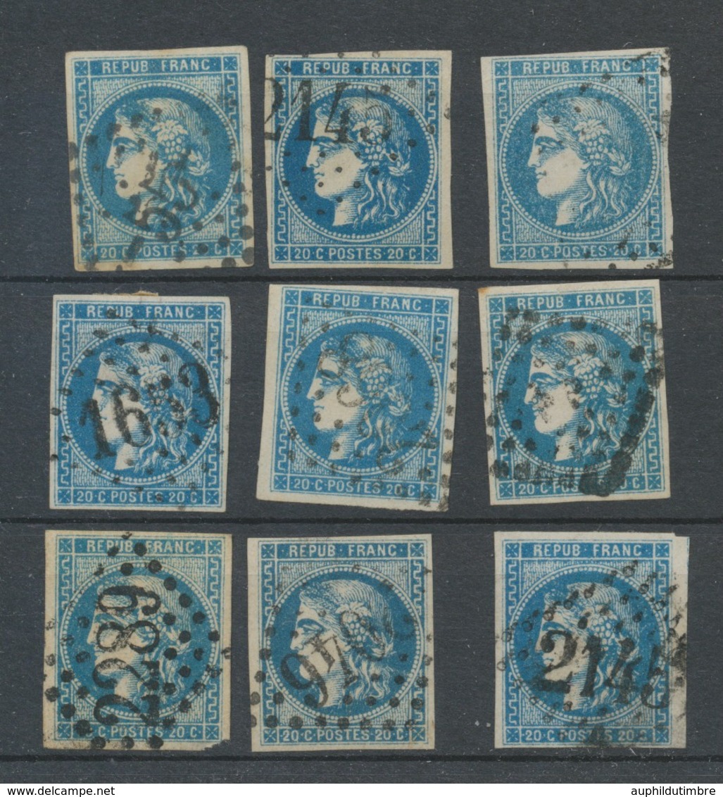 Lot De 9 Bordeaux N°46 20c Bleu. Qualité TTB, TB. L88 - 1870 Emissione Di Bordeaux