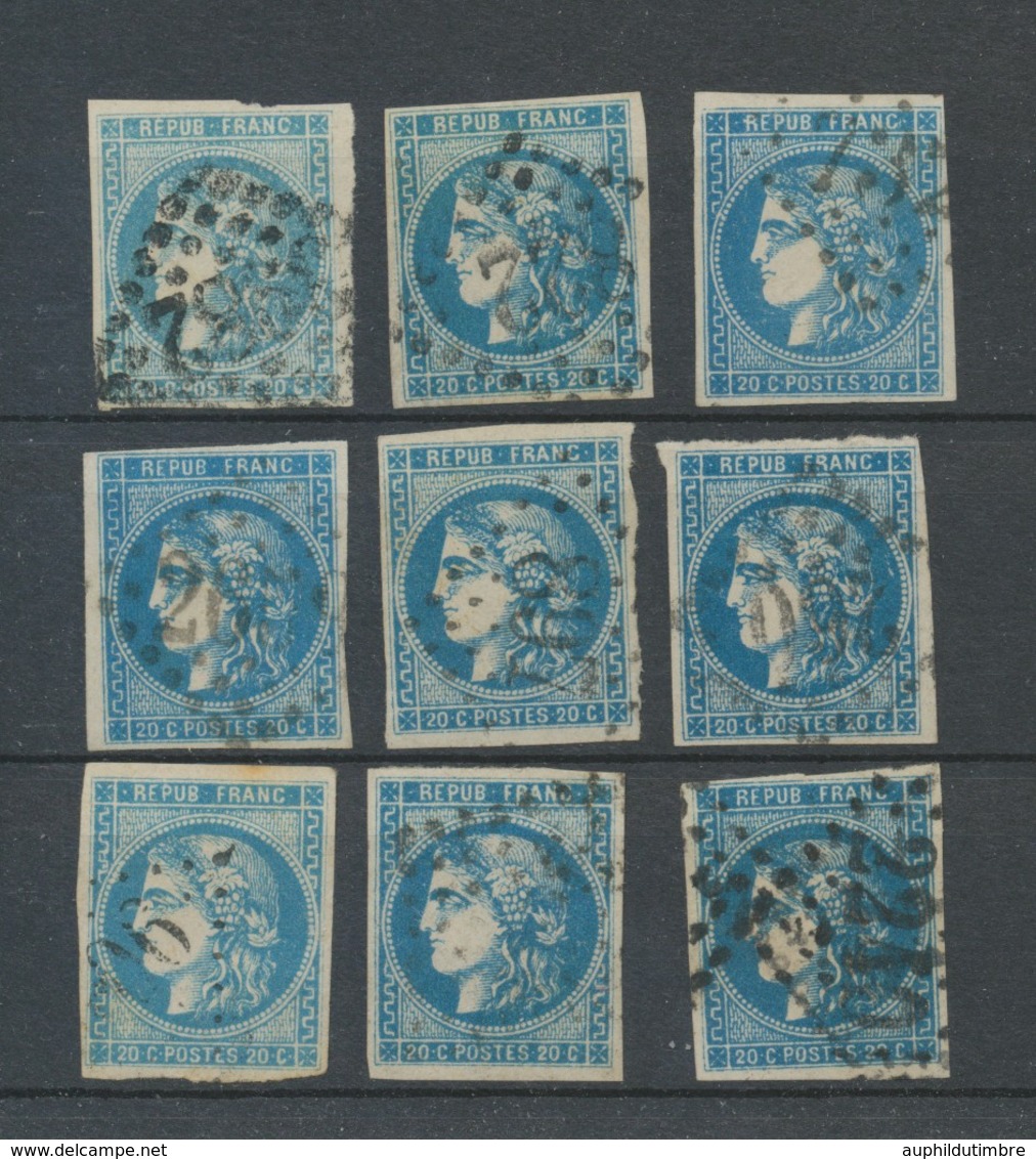 Lot De 9 Bordeaux N°46 20c Bleu. Qualité TTB, TB. L86 - 1870 Uitgave Van Bordeaux