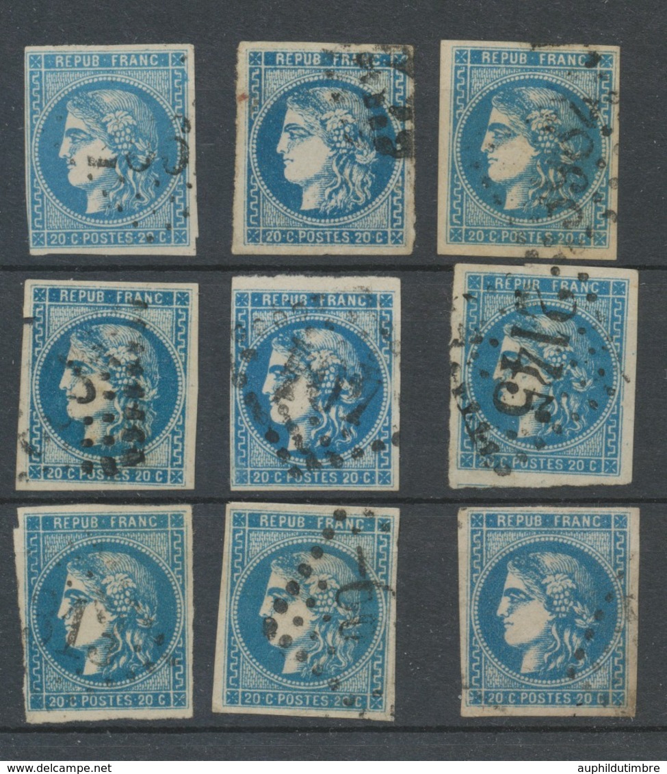 Lot De 9 Bordeaux N°46 20c Bleu. Qualité TTB, TB. L93 - 1870 Emissione Di Bordeaux