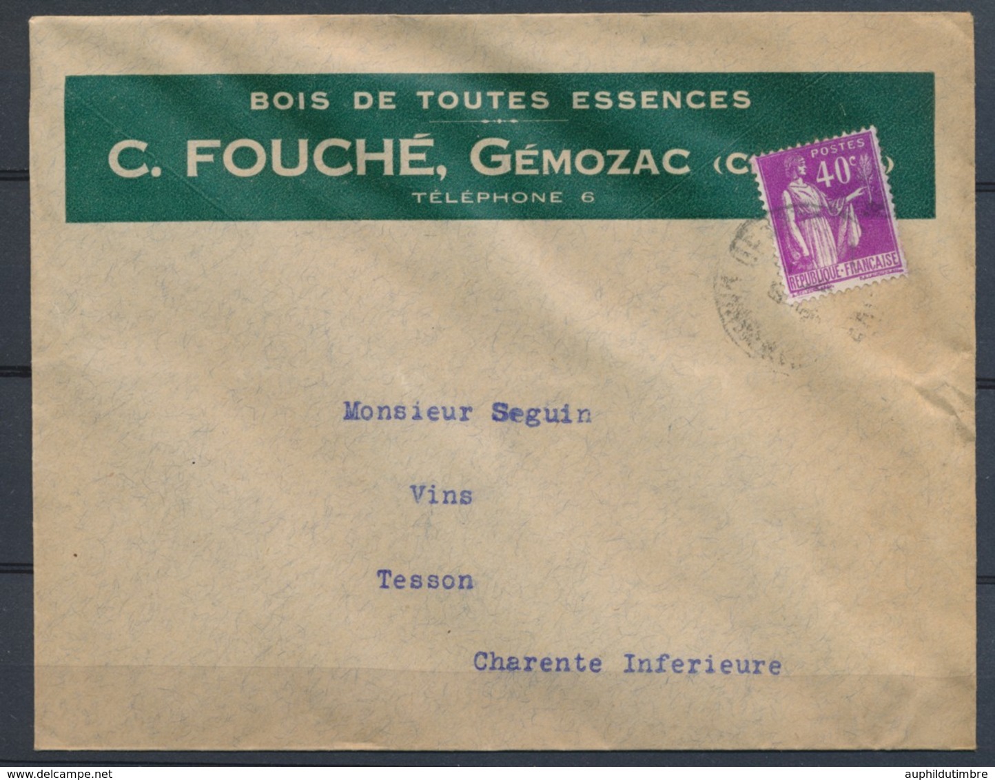 1936 Enveloppe Illustrée BOIS DE TOUTES ESSENCES FOUCHE GEMOZAC N1923 - 1921-1960: Moderne