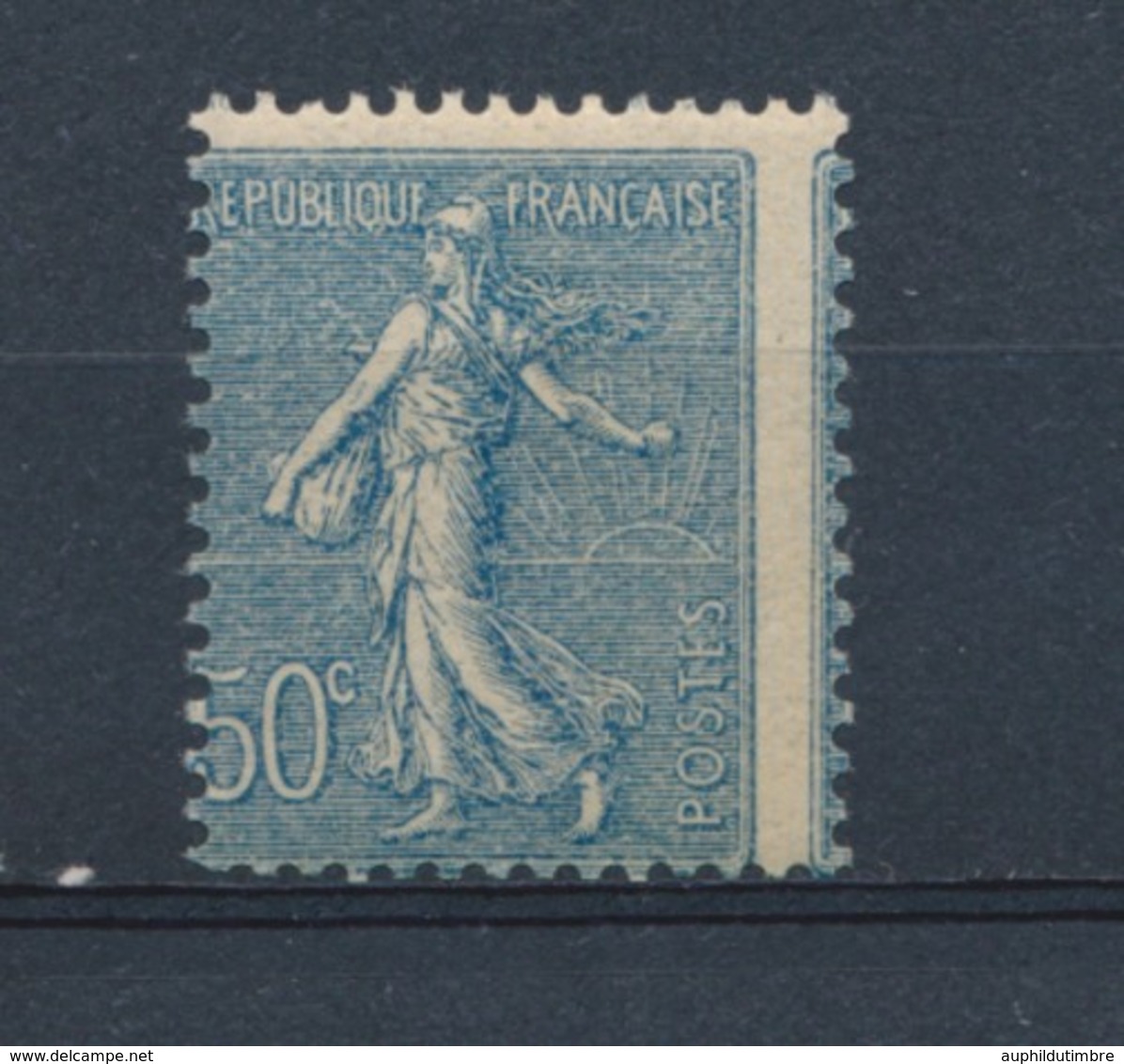 France N°161 50c Bleu Piquage à Cheval N** Signé Calves N2288 - Unused Stamps