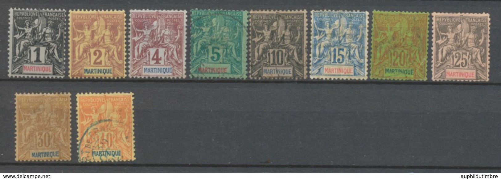 Colonies Françaises MARTINIQUE Lot N°31 à 40 N**/N*/Obl C 106€ N2505 - Unused Stamps