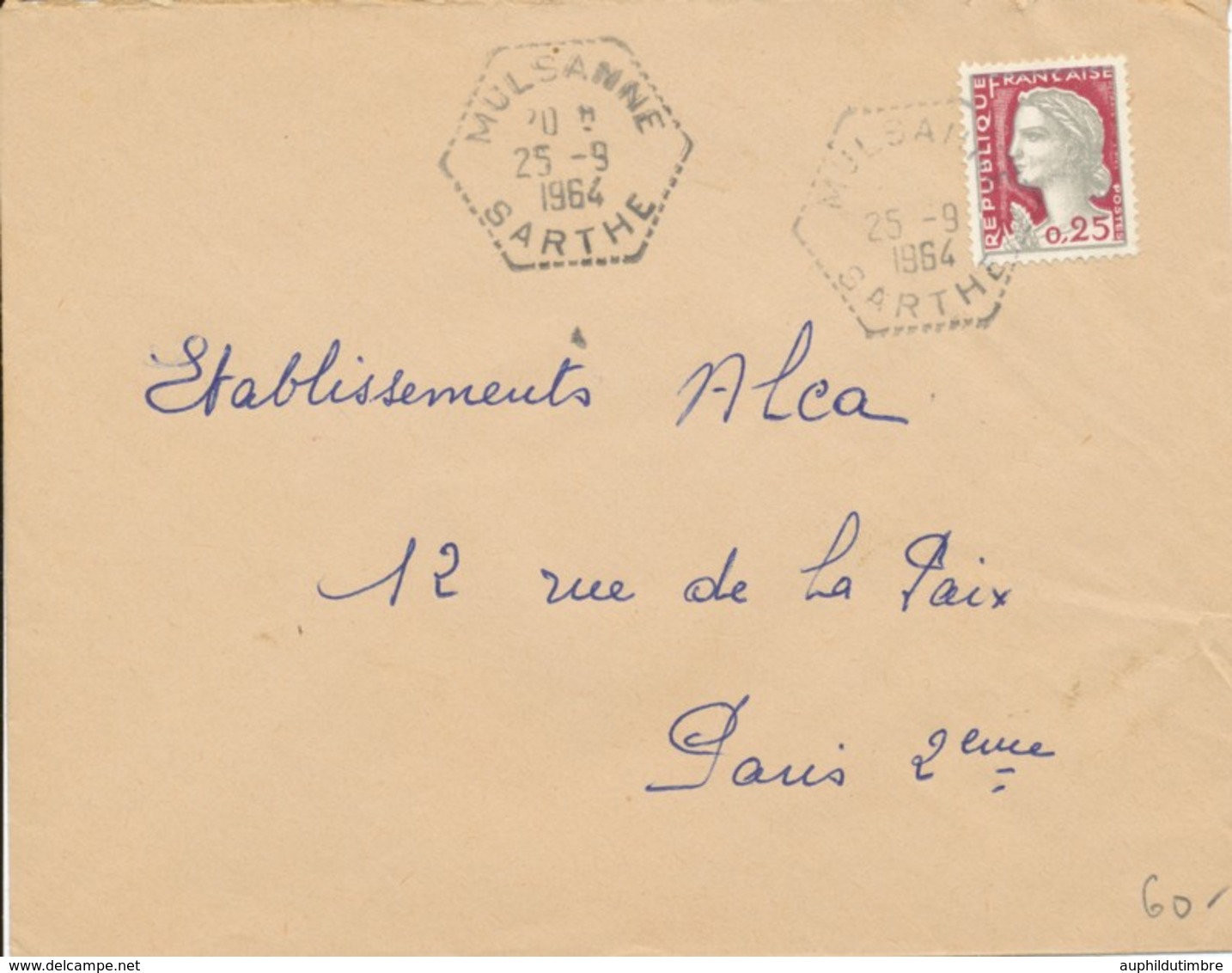 1964 Lettre Cachet Perlé Hexagonal Mulsanne Sarthe N260 - 1961-....