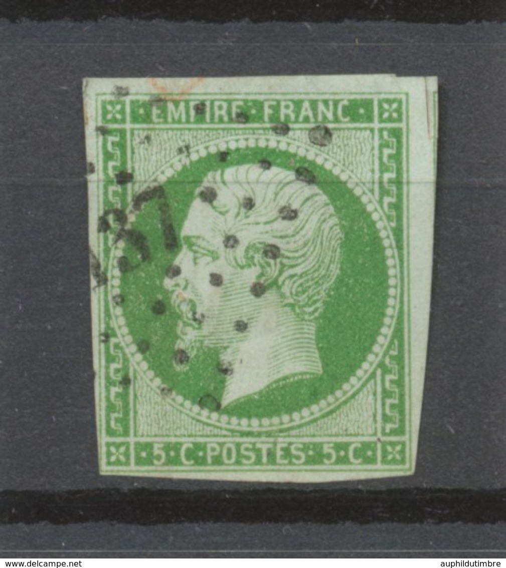 NAPOLEON III N°12, 5c. Vert 1 Voisin Oblitéré PC SIGNE CALVES COTE 100€ P1037 - 1853-1860 Napoleone III
