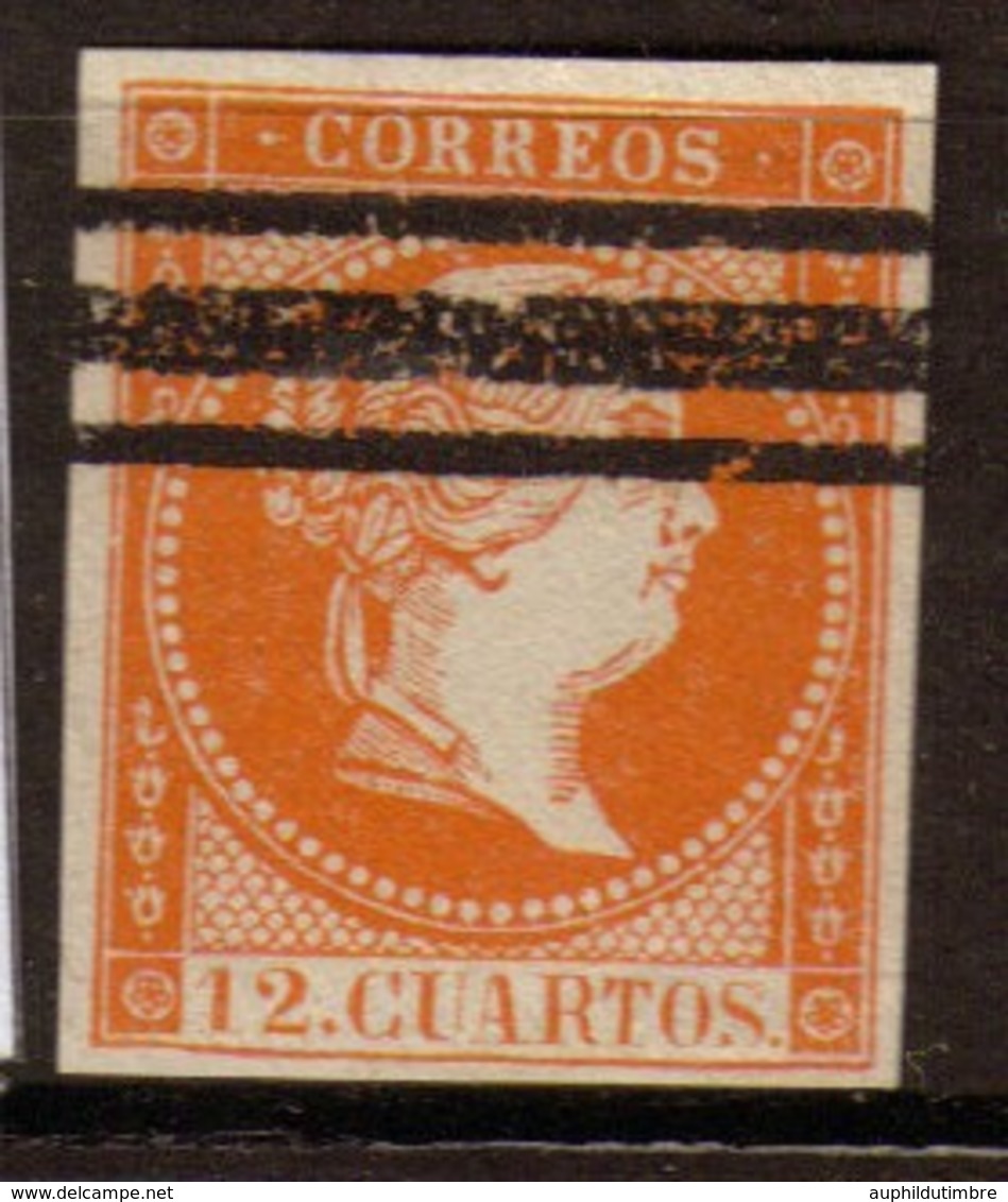 Espagne N°44 12c Orange Oblit. Barre. NSG. P121 - Europe (Other)