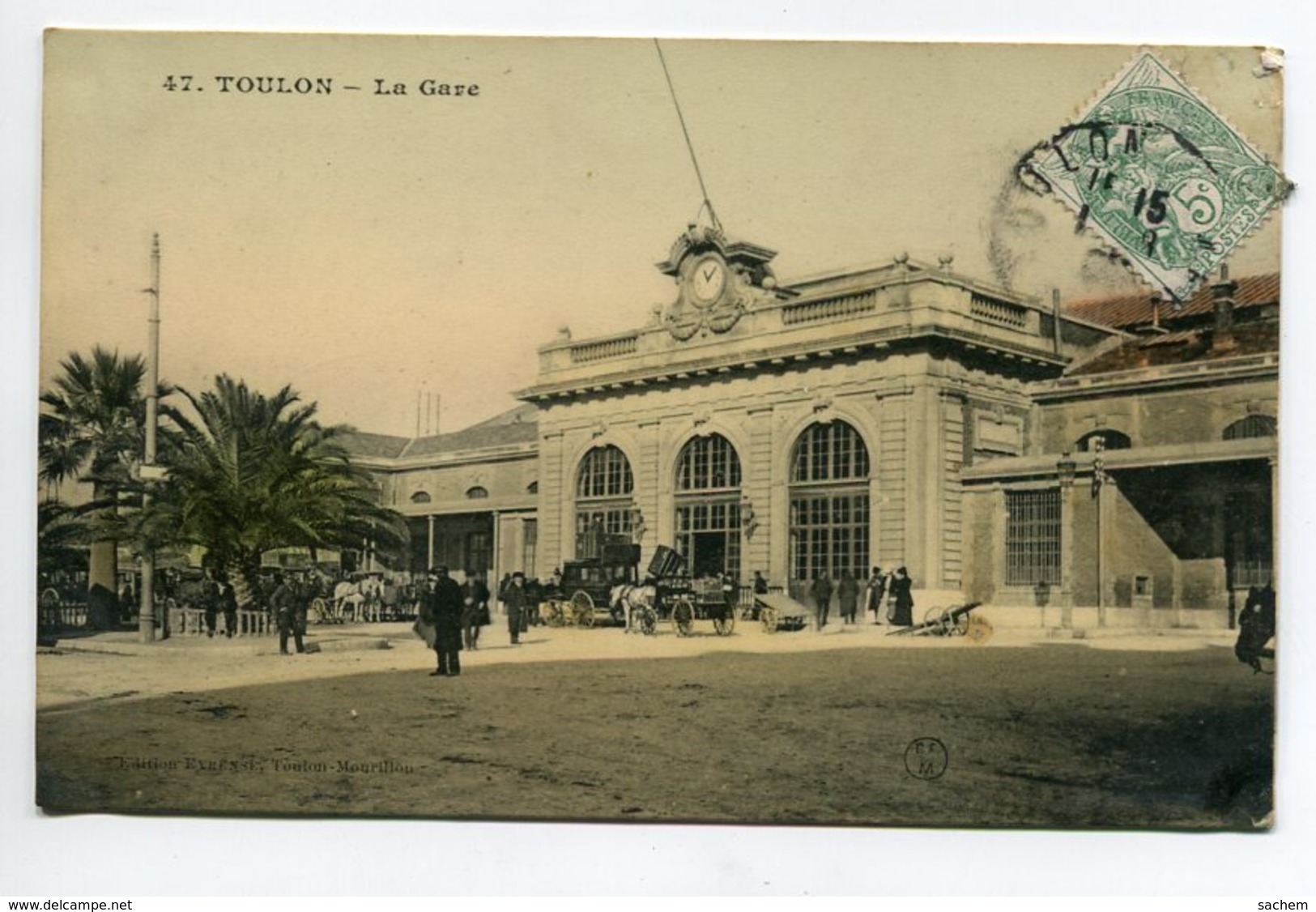 83 TOULON La Gare Des Voyageurs Bel Aspect Glacé Couleur 1907 Timb    D16 2020 - Toulon