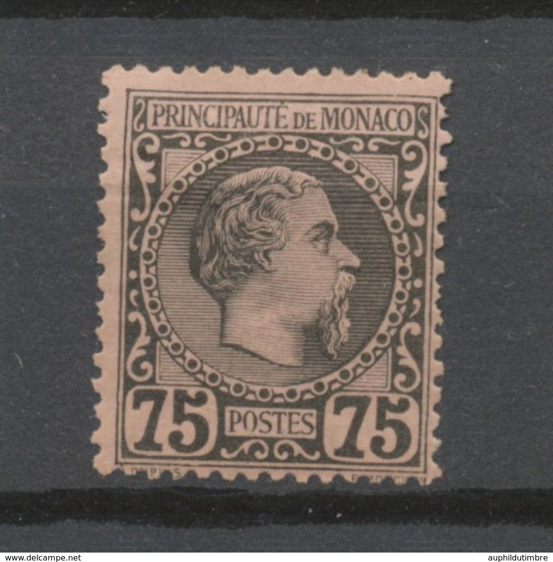 MONACO N°8 75c Noir S.rose N* Signé CALVES Cote 415€ P1974 - Unused Stamps