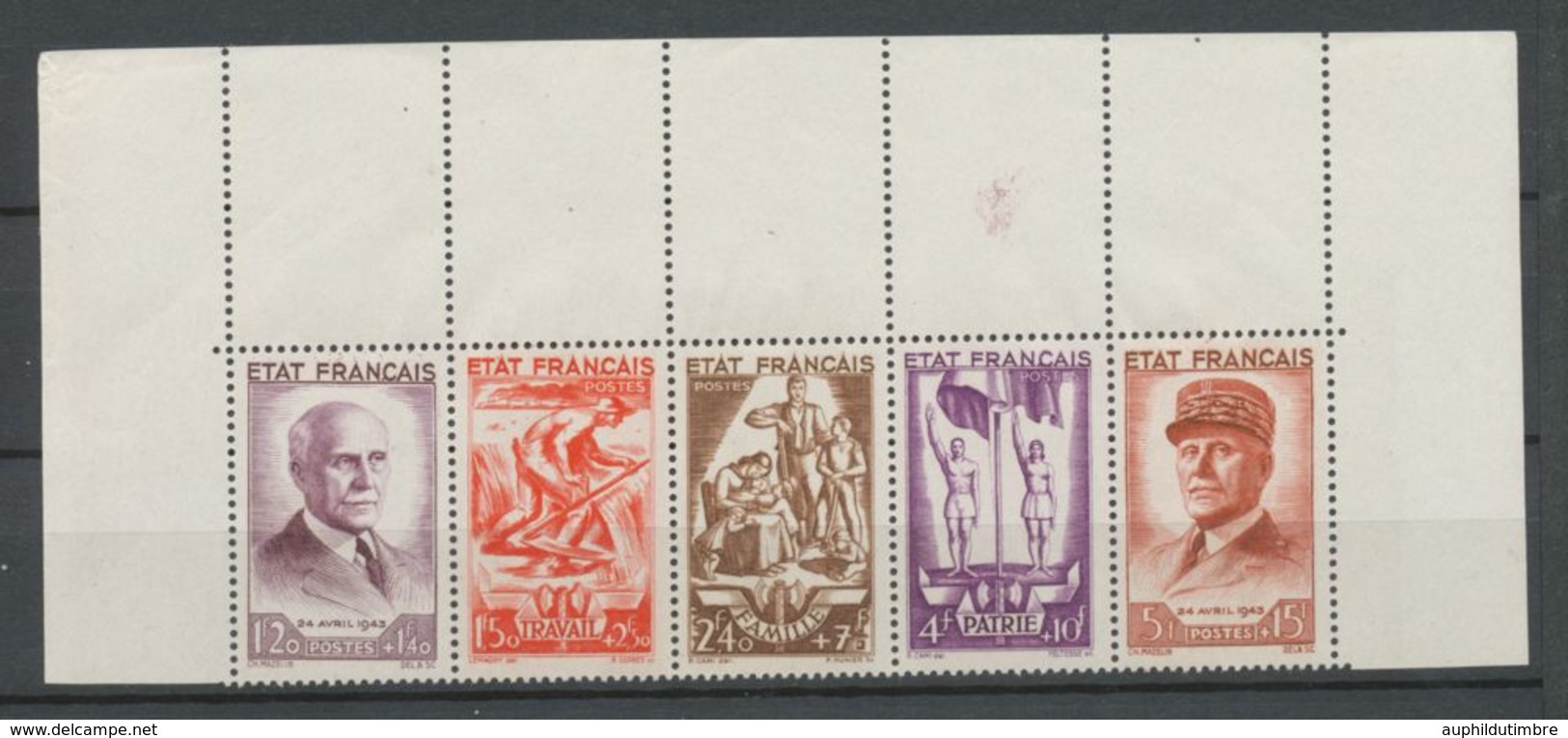 1943 FRANCE Bande Au Profit Du Secours National N°580A N** Cote 155 € P2019 - Unused Stamps