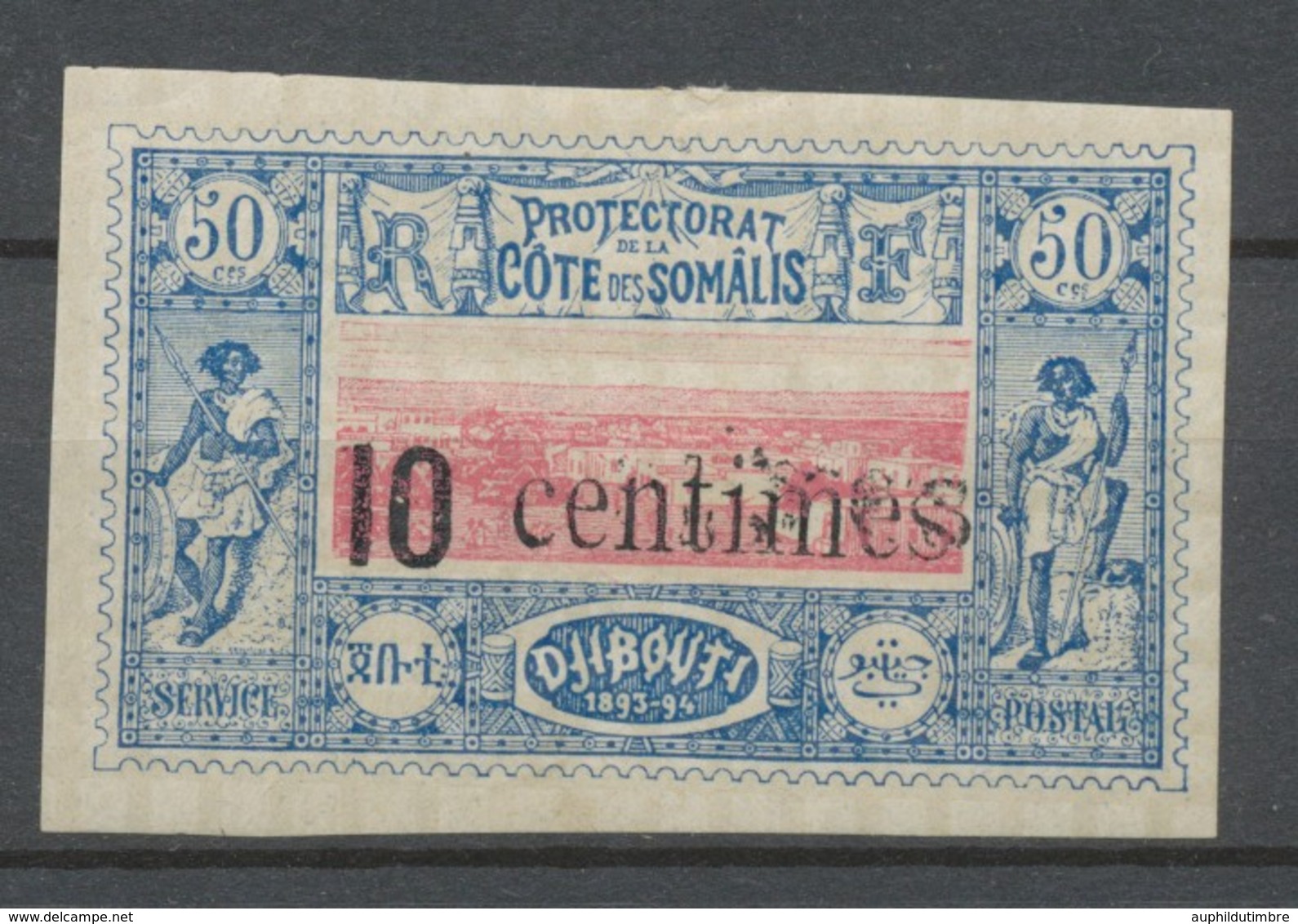 COTE DES SOMALIS N°29 10 Centimes S.50c Surch. Double N* Signé P2066 - Nuevos