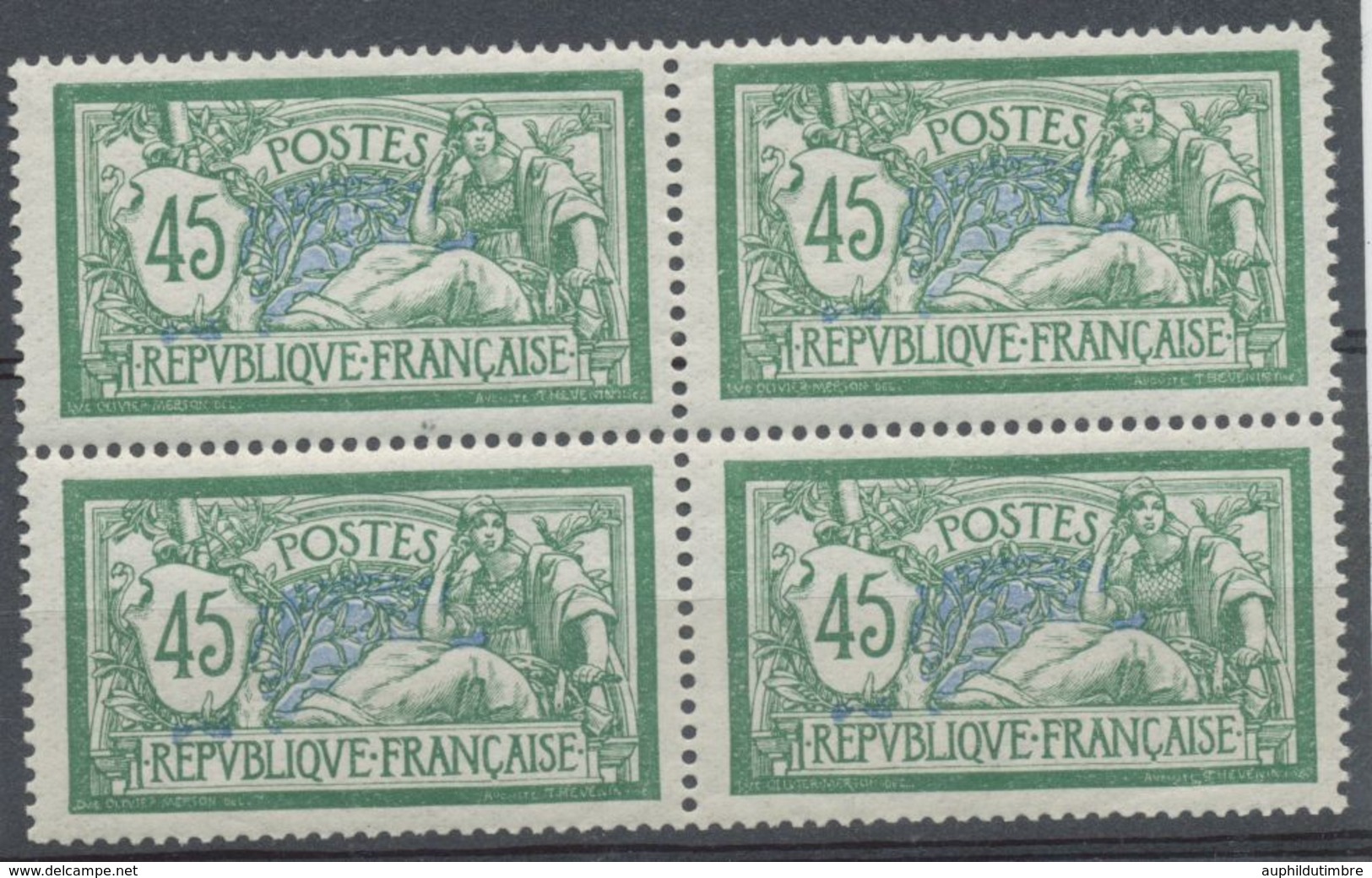 FRANCE Merson Bloc De 4 N°143 45c Vert Et Bleu N** TB Cote 480€ P2501 - Ongebruikt