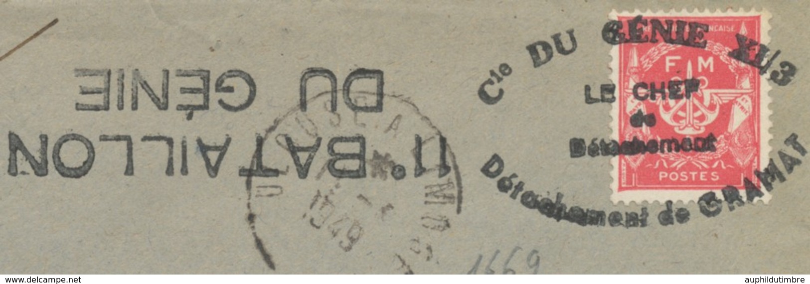 1949 Lettre Avec FM Rouge Obl Détachement De Gramat Arrivée Biskra Rare P2596 - Bolli Militari (ante 1900)