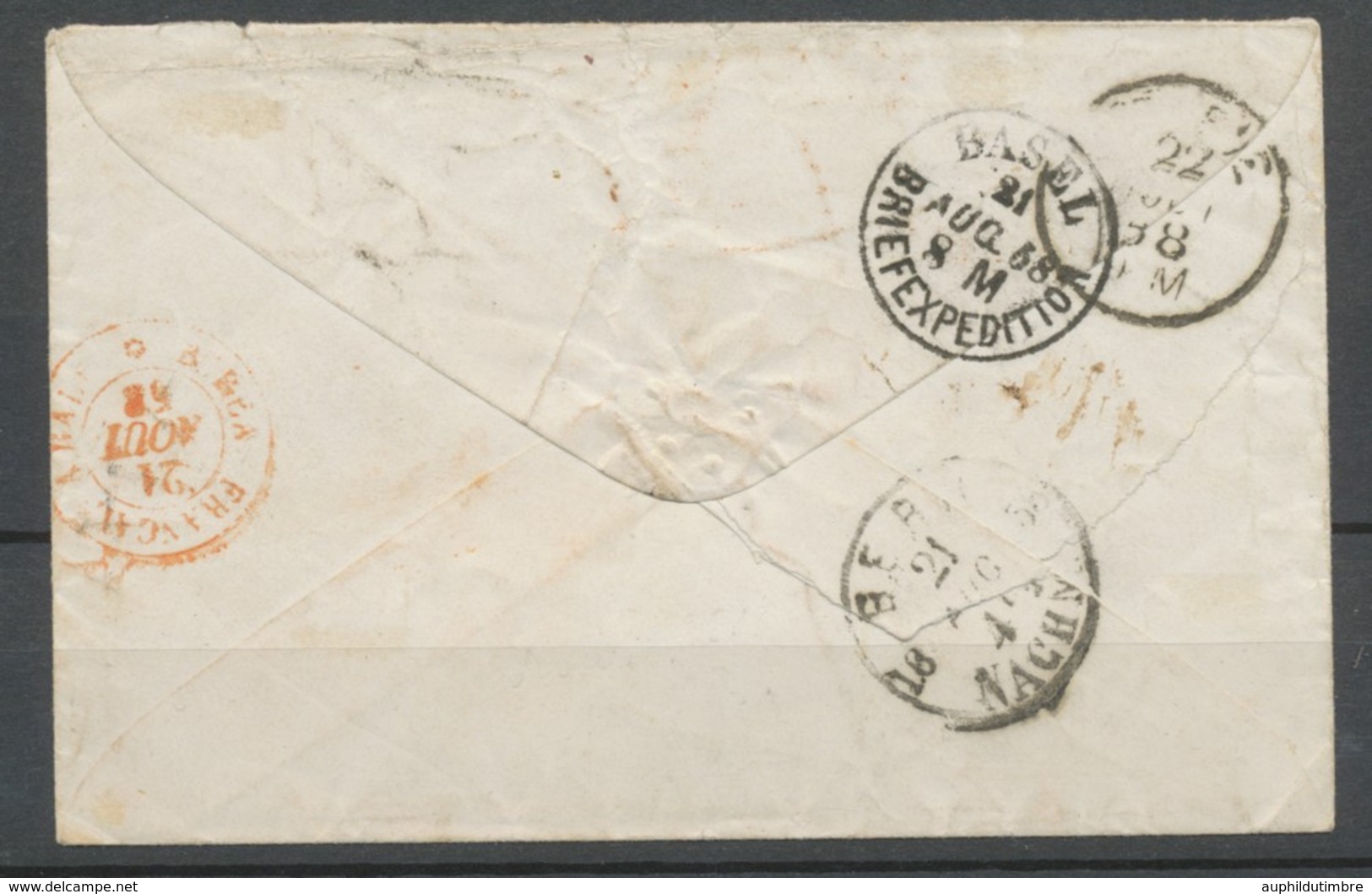 1868 Lettre D.E.P. LIMIT. Double Cadre Rouge + C15 Mulhouse Pour Genève TB P2780 - Europe (Other)