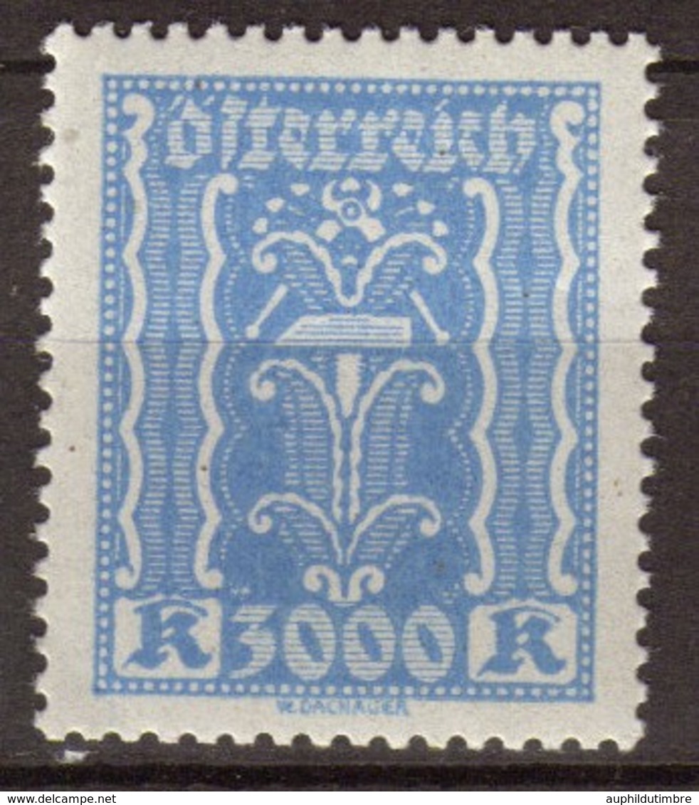 Autriche 1923 Industrie 3000k Bleu. N**. P294 - Andere-Europa