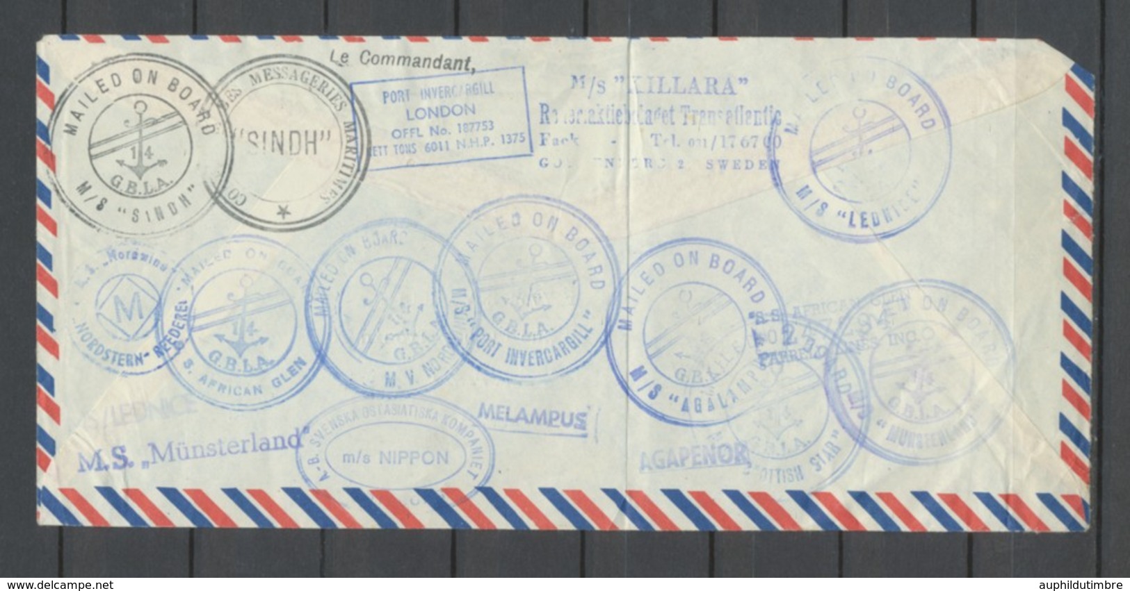 1969 Lettre Blocus Du Canal De Suez 4 Timbres UAR + étiq.Navire MS SINDH P2924 - Andere-Europa