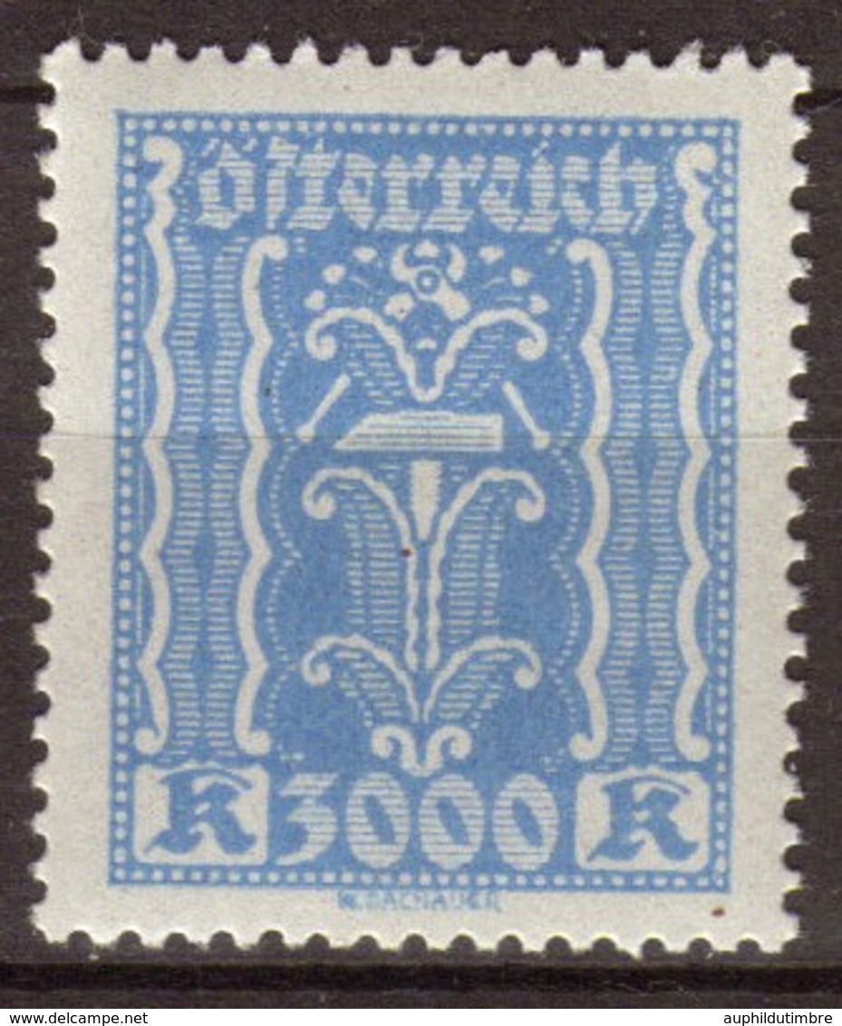 Autriche 1923 Industrie 3000k Bleu. N**. P295 - Andere-Europa