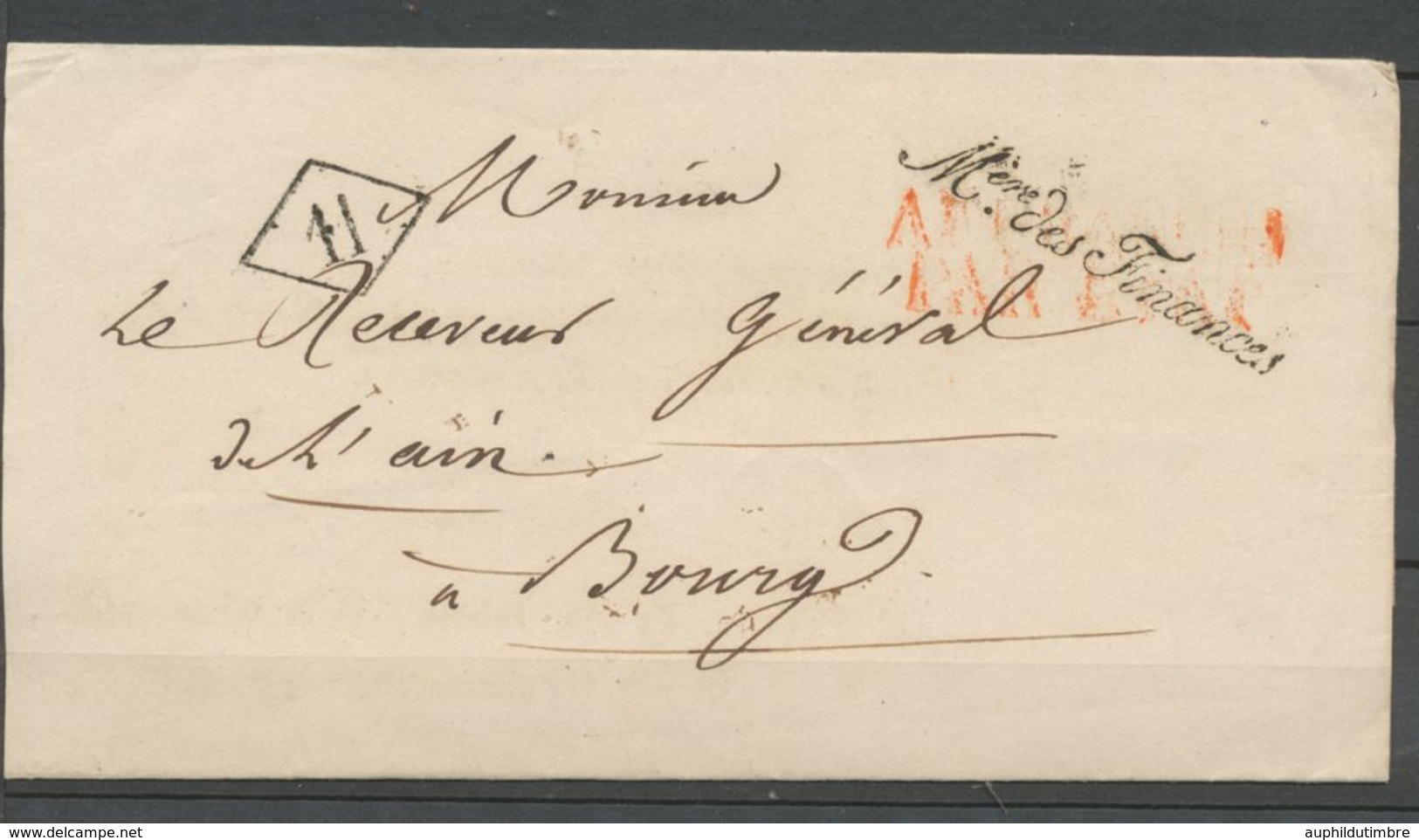 1826 Lettre Franchise Ministère Des Finances + Tampon Rouge P3123 - Frankobriefe