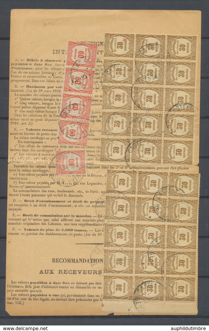 1932 Bordereau Des Valeurs à Recouvrer 30 X 30c Brun Et 5 X 60c Rouge Obl P3732 - 1859-1959 Brieven & Documenten