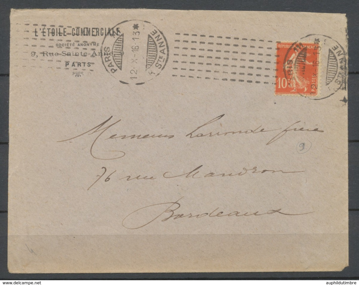 1916 Lettre Obl MACHINE CHAMBON Rue Ste ANNE Avec N°138 TB. P3743 - 1877-1920: Semi Modern Period