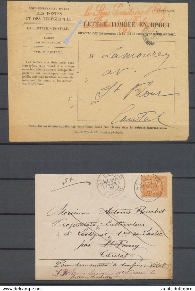 1901 Lettre Mouchon 15c Tombée En Rebuts+ Env Réexpédition Des Postes Rare P3775 - 1877-1920: Periodo Semi Moderno